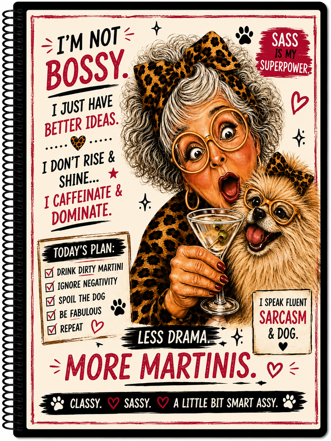 Less Drama. More Martinis. – 5” × 7” Spiral Notebook