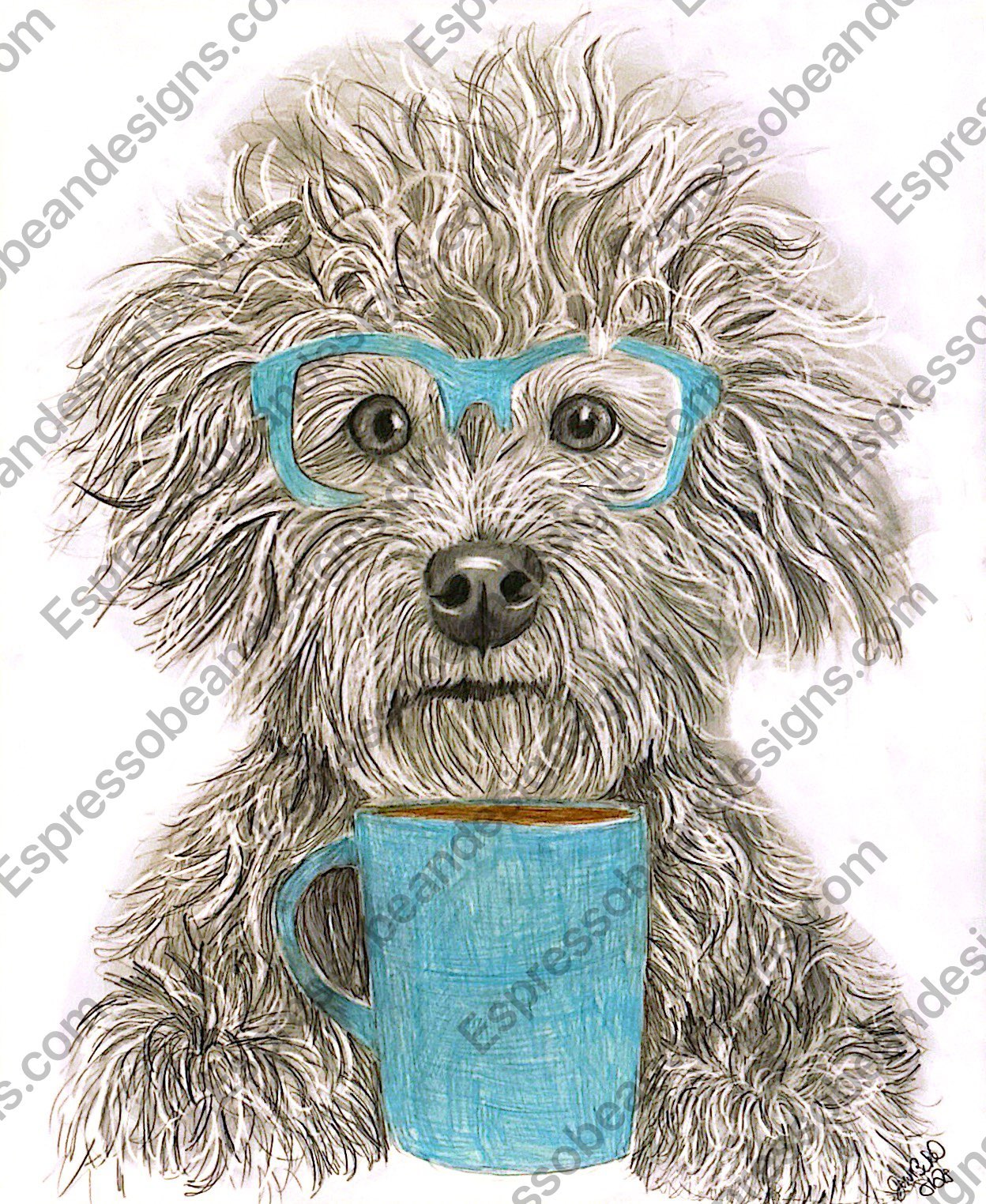 Scruffy with his coffee
