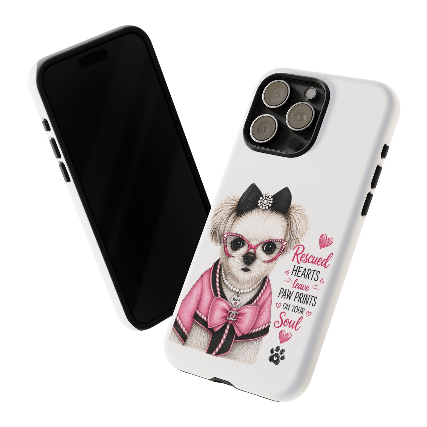 Rescued Hearts Paw Prints Phone Case