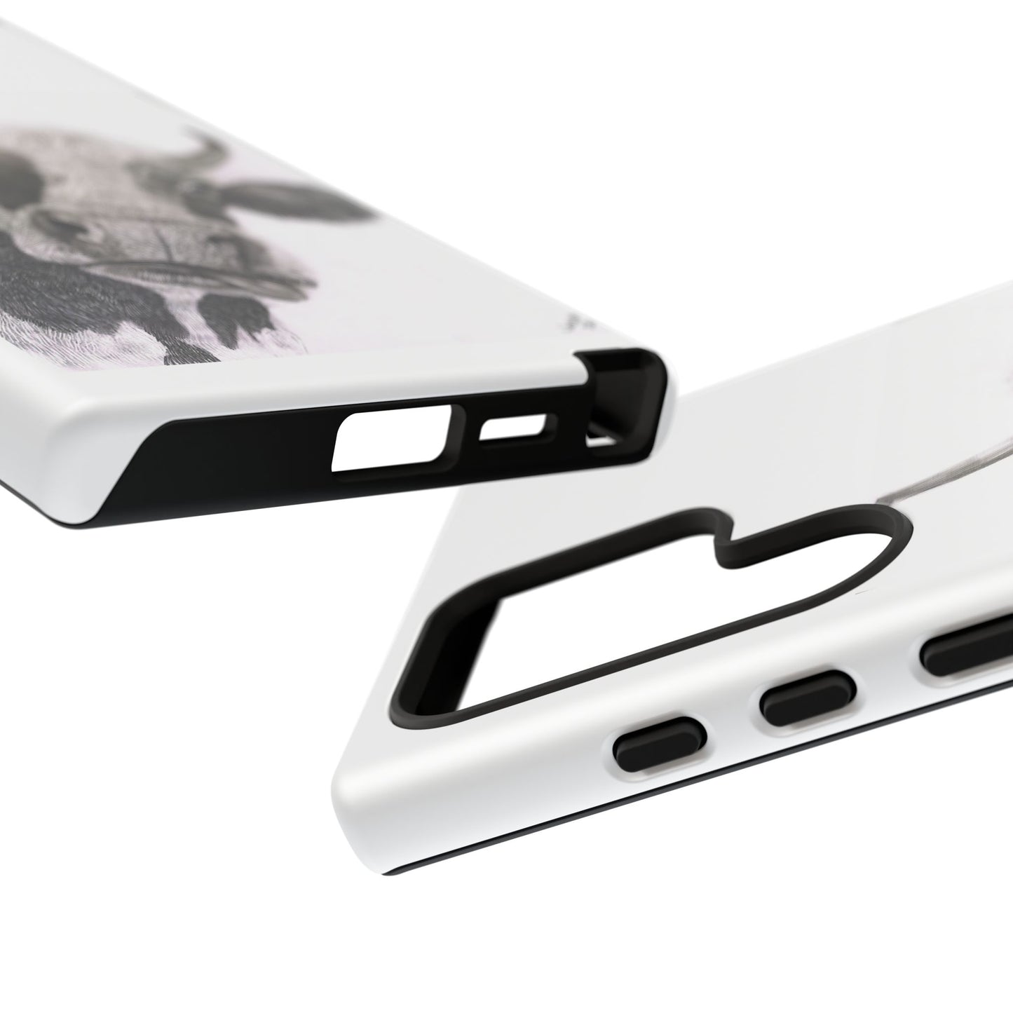 Cow Sketch Tough Phone Case — Protective iPhone Cover with Whimsical Cow Illustration