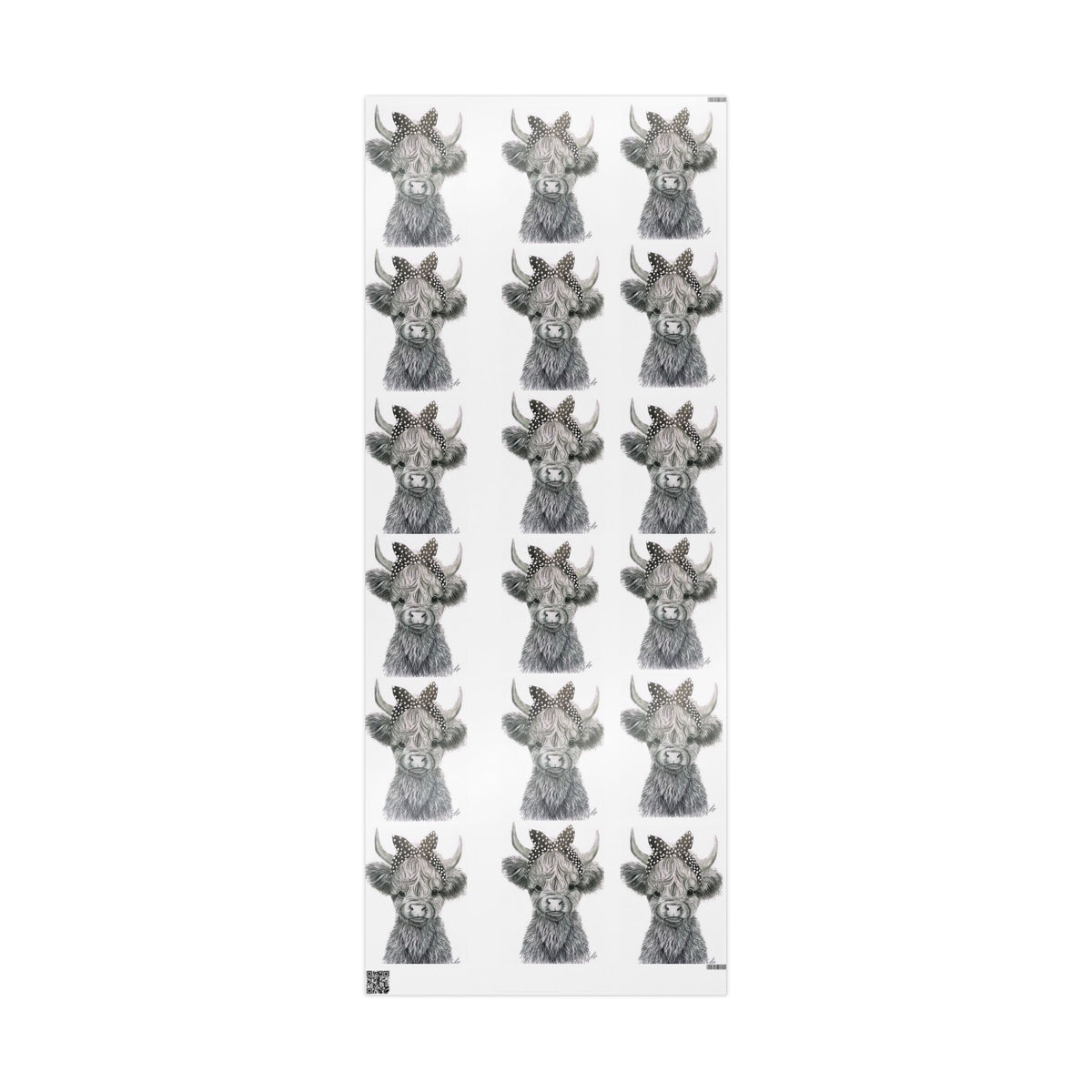 Highland Cow Wrapping Paper Roll — Black & White Highland Cattle Gift Wrap