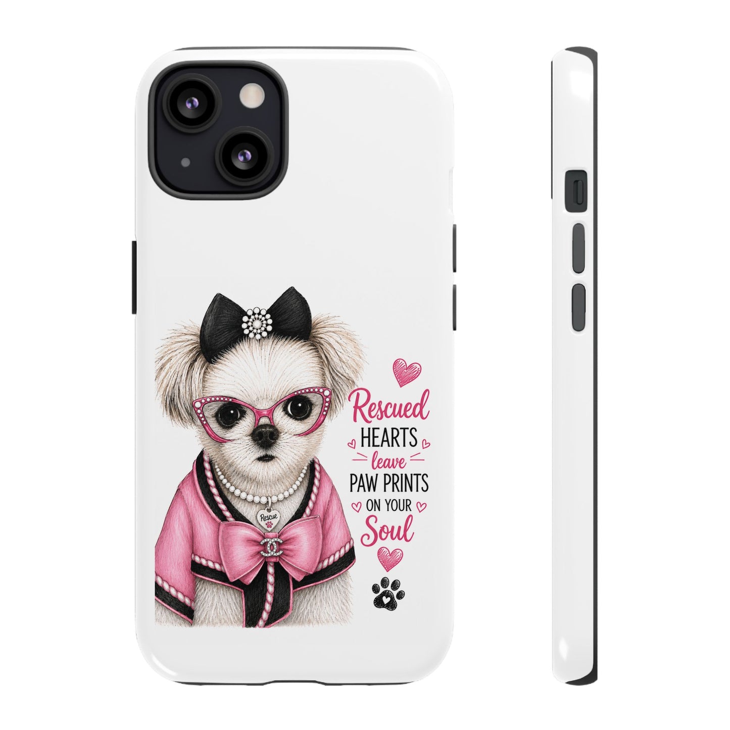 Rescued Hearts Paw Prints Phone Case