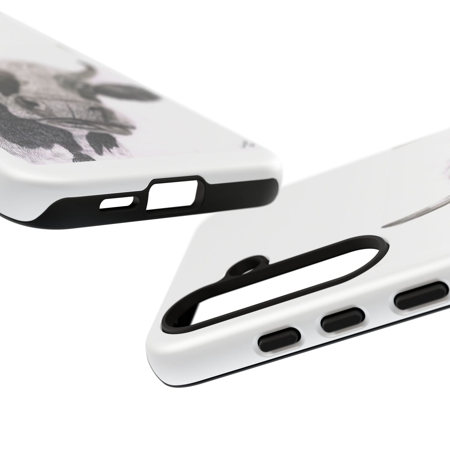 Cow Sketch Tough Phone Case — Protective iPhone Cover with Whimsical Cow Illustration
