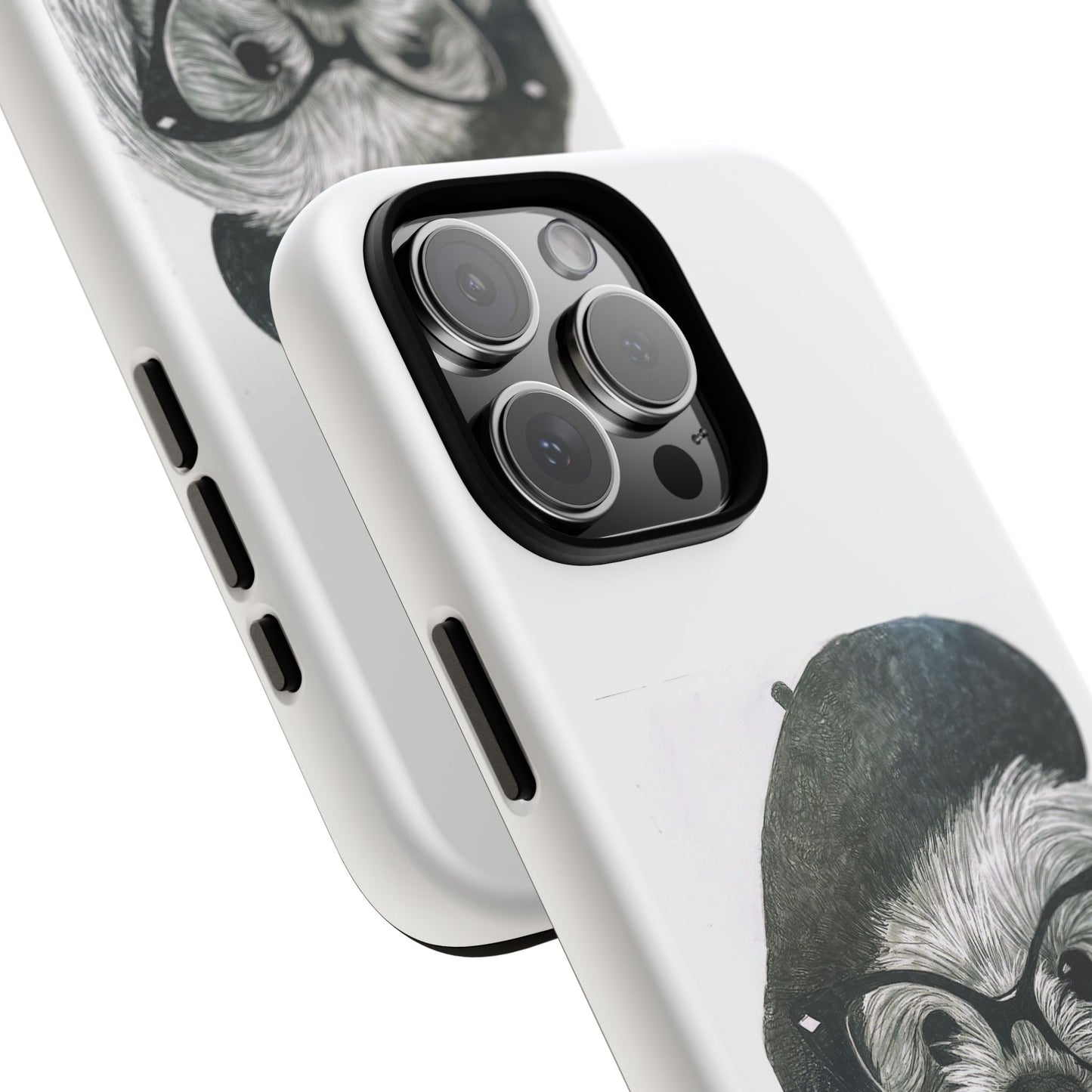 Dog Portrait Phone Case — Dexter with Beret, Glasses & Bow Tie