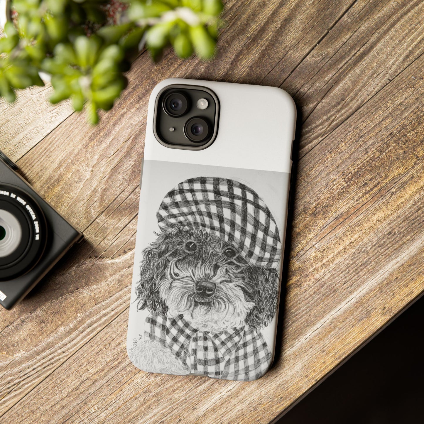Cute Dog Phone Case — Flannel Elmer  in Plaid Hat