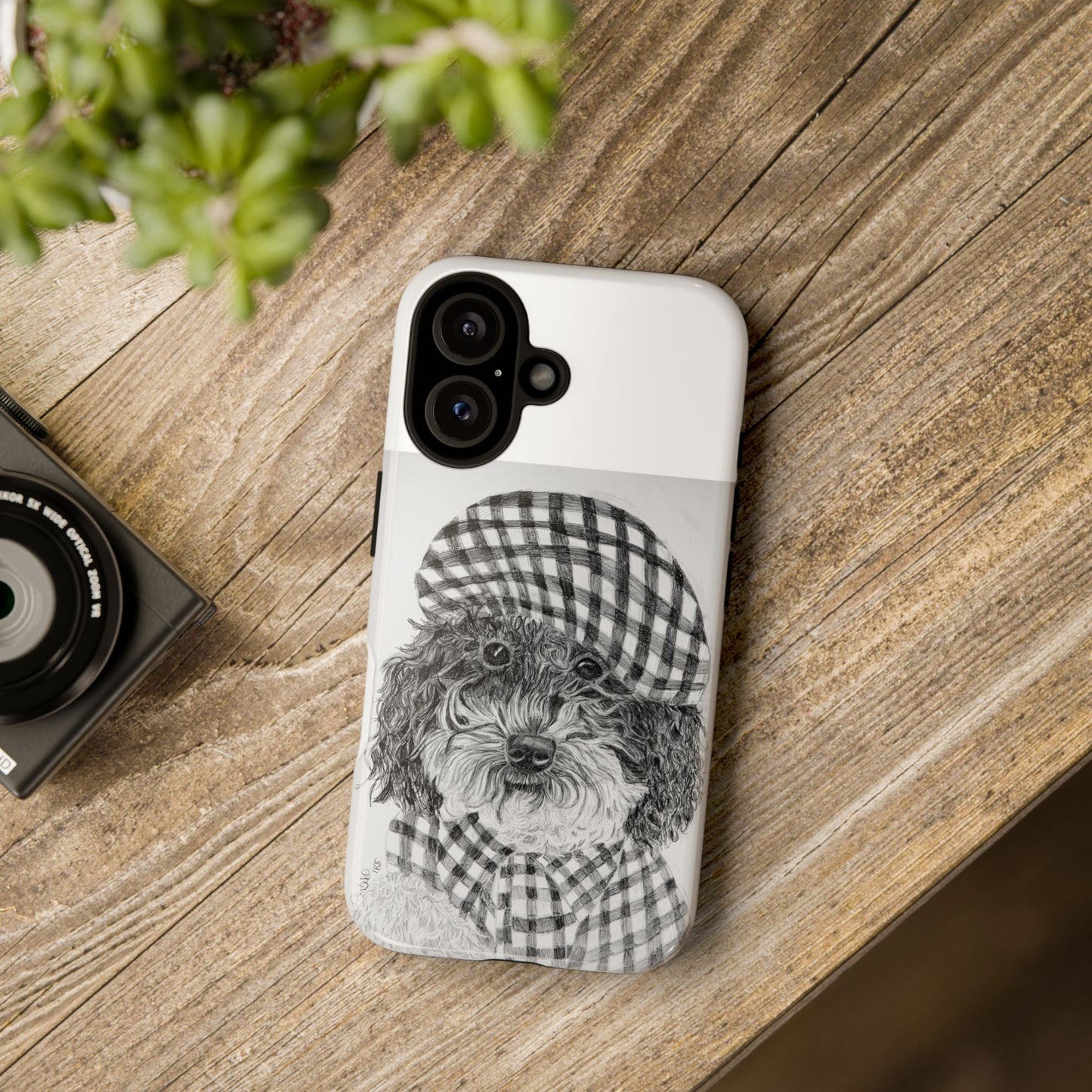 Cute Dog Phone Case — Flannel Elmer  in Plaid Hat