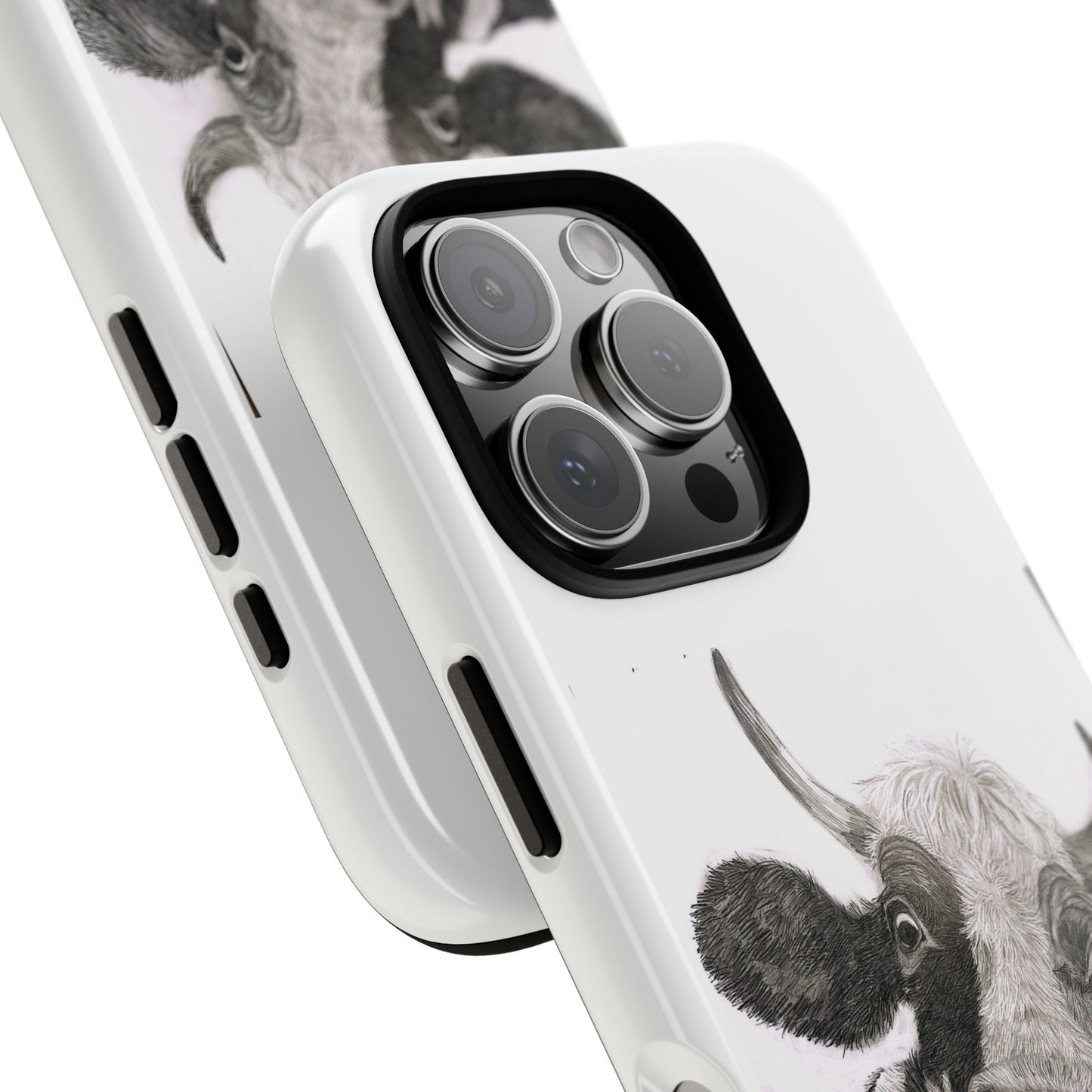 Cow Sketch Tough Phone Case — Protective iPhone Cover with Whimsical Cow Illustration