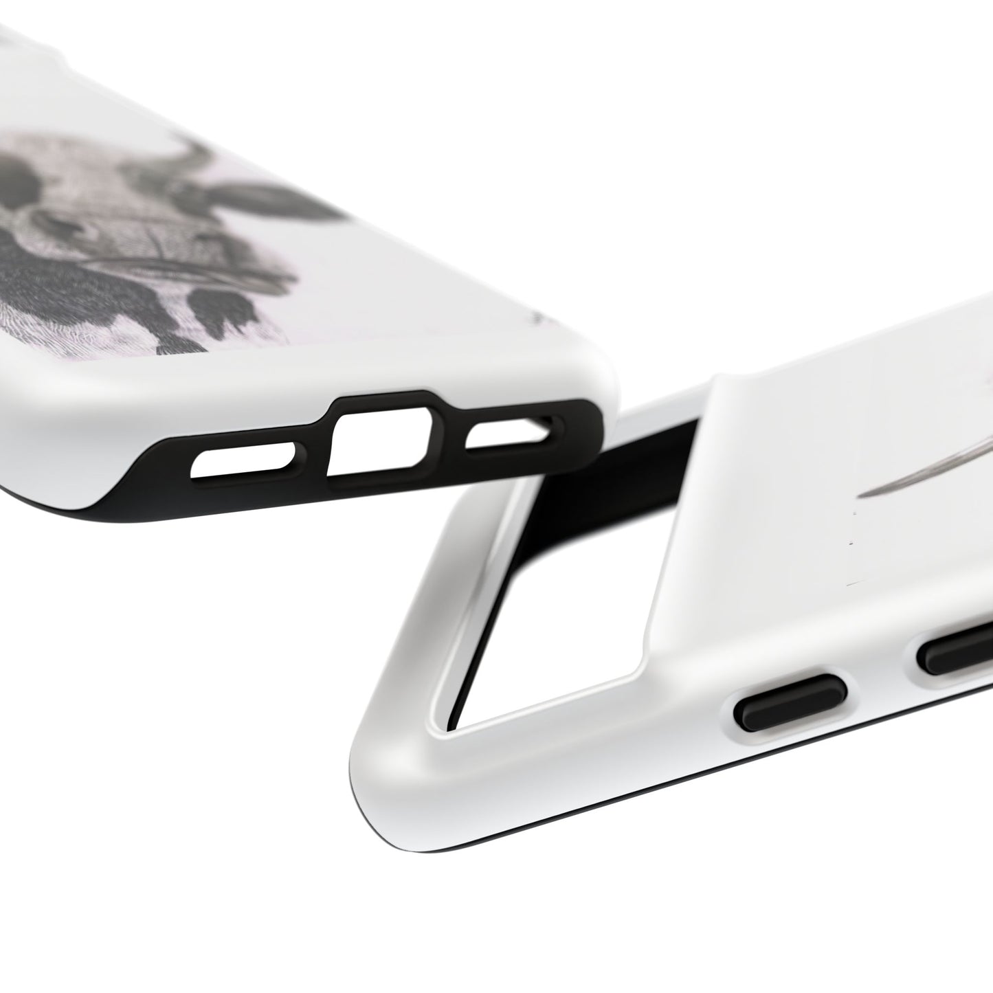 Cow Sketch Tough Phone Case — Protective iPhone Cover with Whimsical Cow Illustration