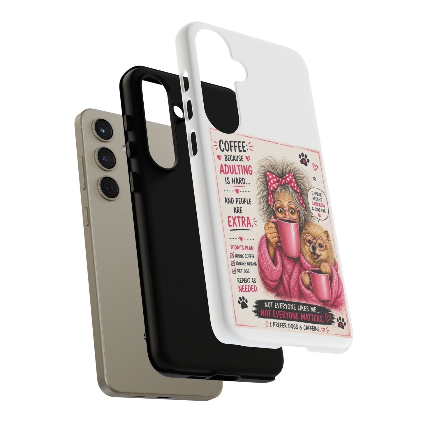 Perky Pearl and LattePhone Case — Funny "Adulting Is Hard" Cozy Design