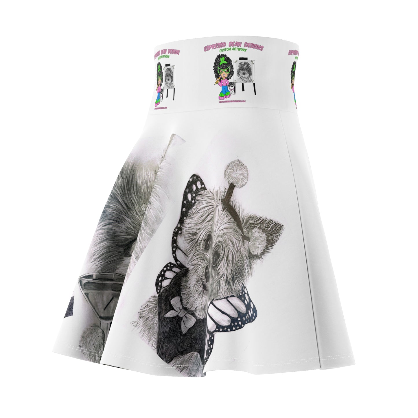 Dog Portrait Skater Skirt — Cute Custom Canine Art Print