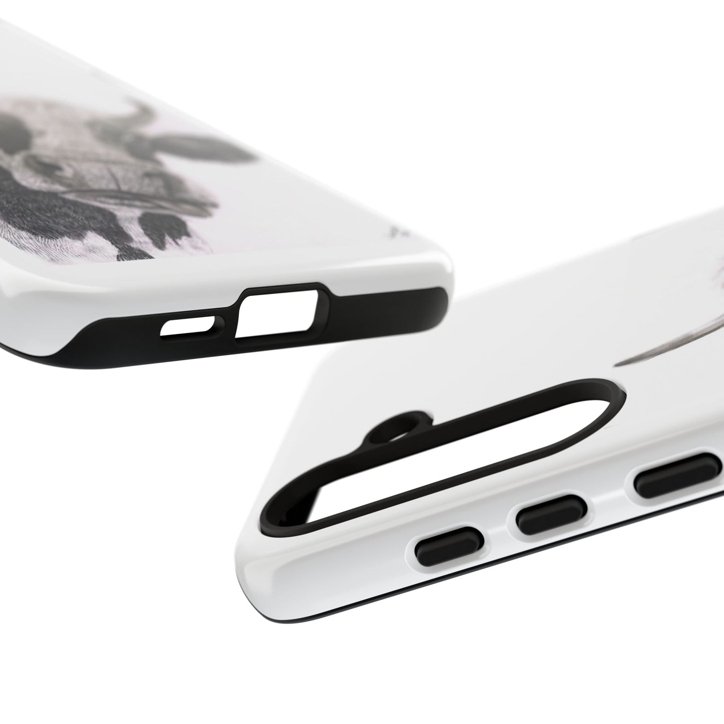 Cow Sketch Tough Phone Case — Protective iPhone Cover with Whimsical Cow Illustration