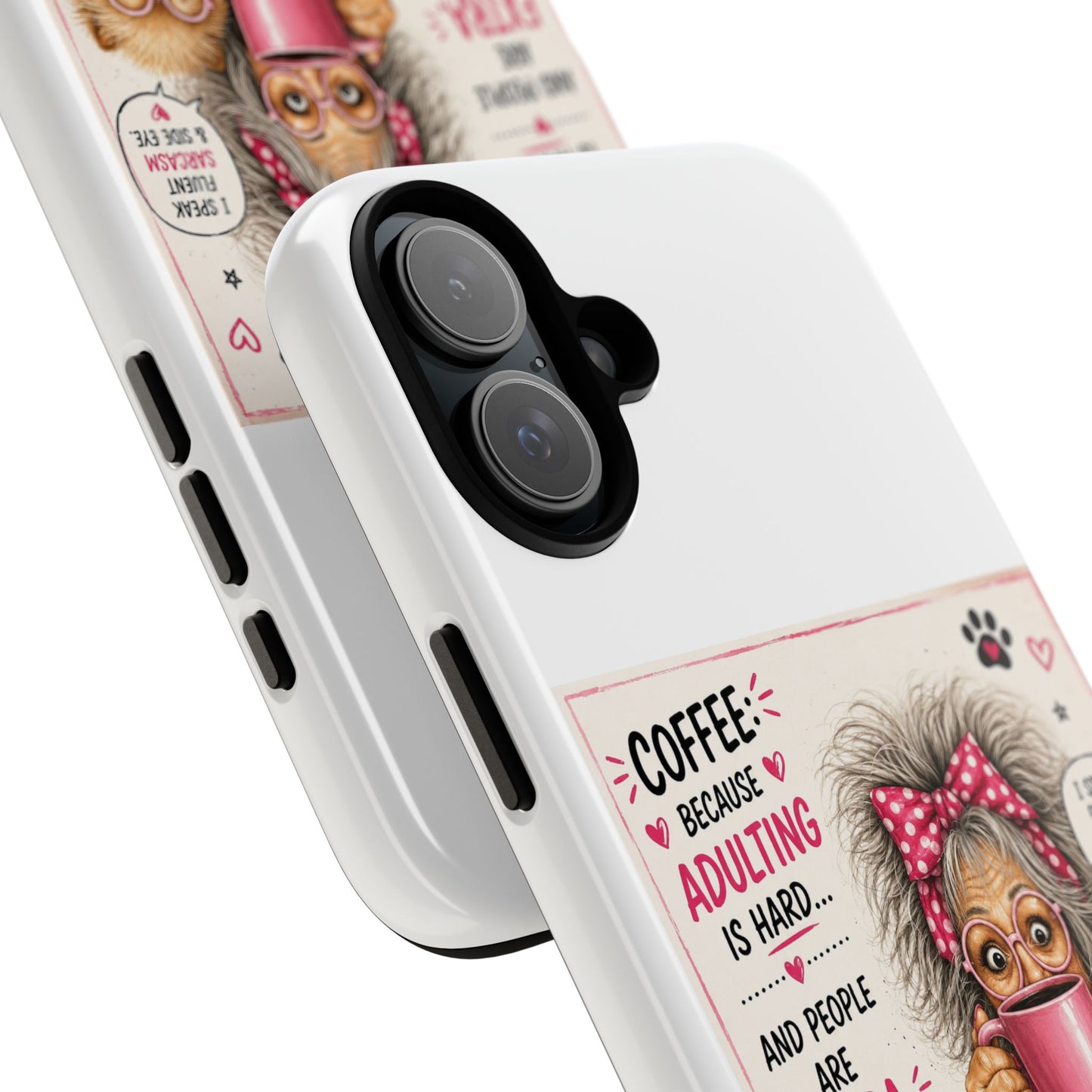 Perky Pearl and LattePhone Case — Funny "Adulting Is Hard" Cozy Design