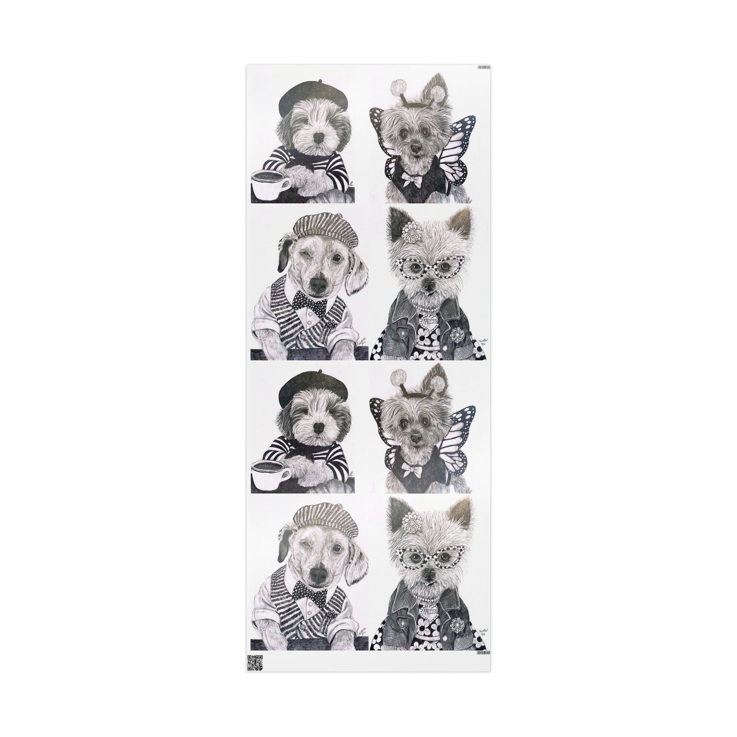 Sophia’s Gracie Wrapping paper Wrapping Paper — Black & White Pet Gift Wrap Roll