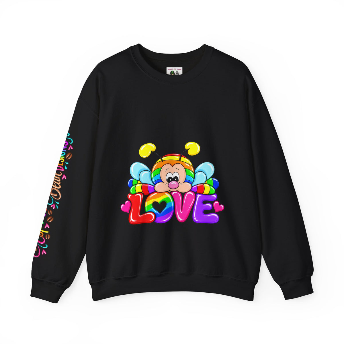 Tired Love bug  Crewneck Sweatshirt — Colorful Rainbow Cute Graphic