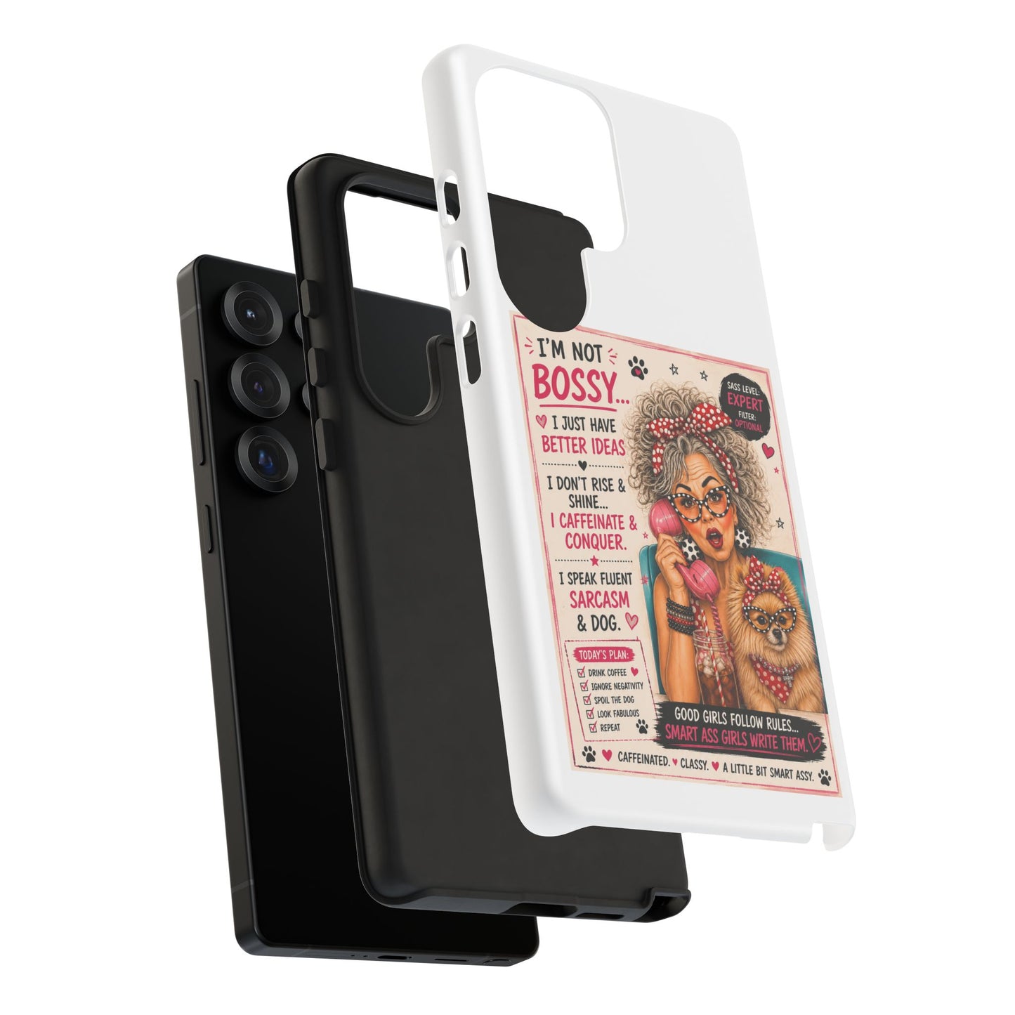 Perky Pearl and Latte Phone Case — "I'm Not Bossy" Funny Dog Lover & Sarcastic Woman Protective Tough Case