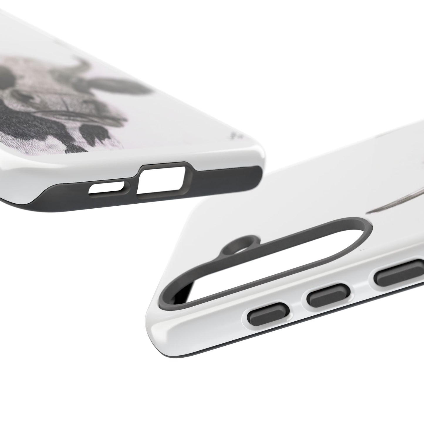 Cow Sketch Tough Phone Case — Protective iPhone Cover with Whimsical Cow Illustration