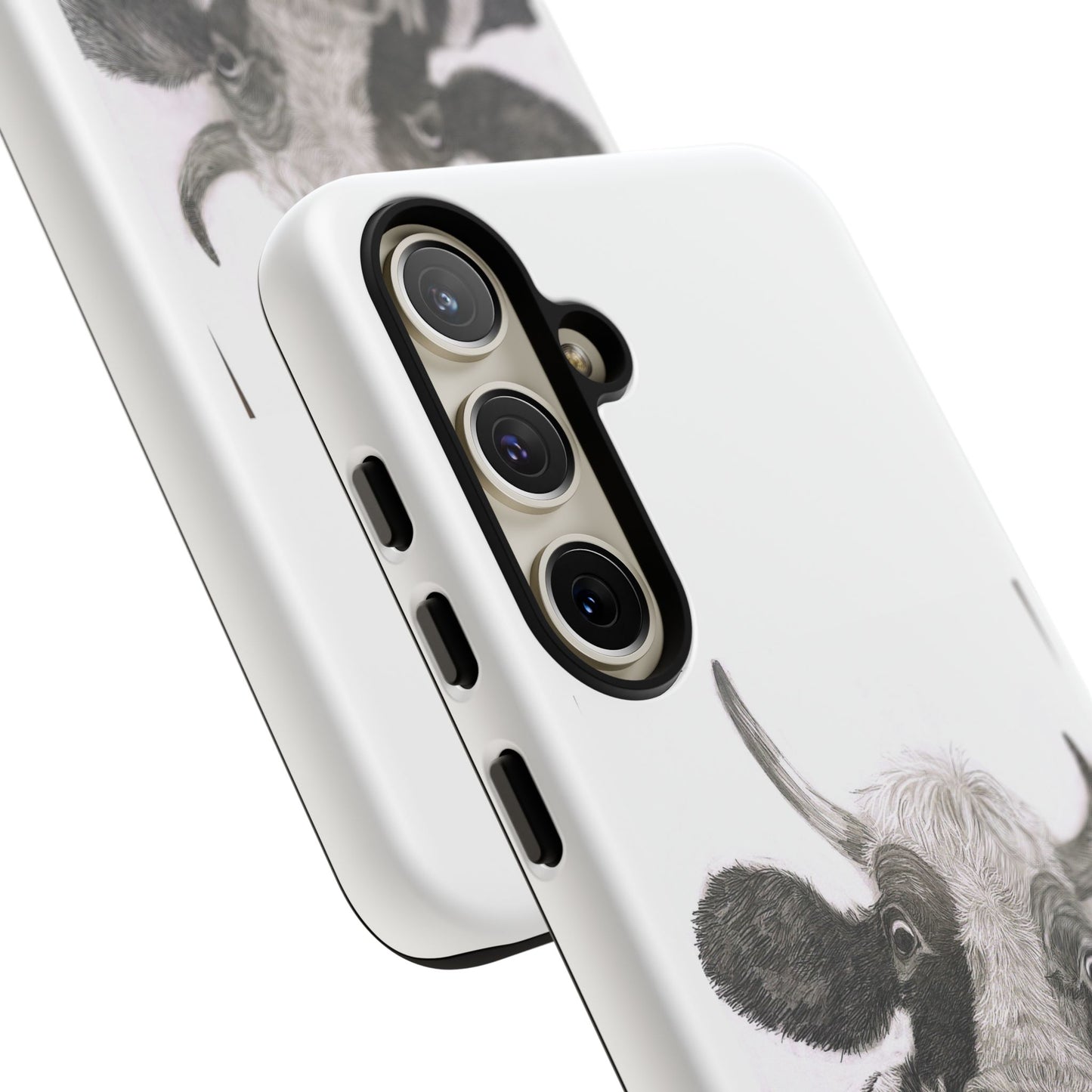 Cow Sketch Tough Phone Case — Protective iPhone Cover with Whimsical Cow Illustration