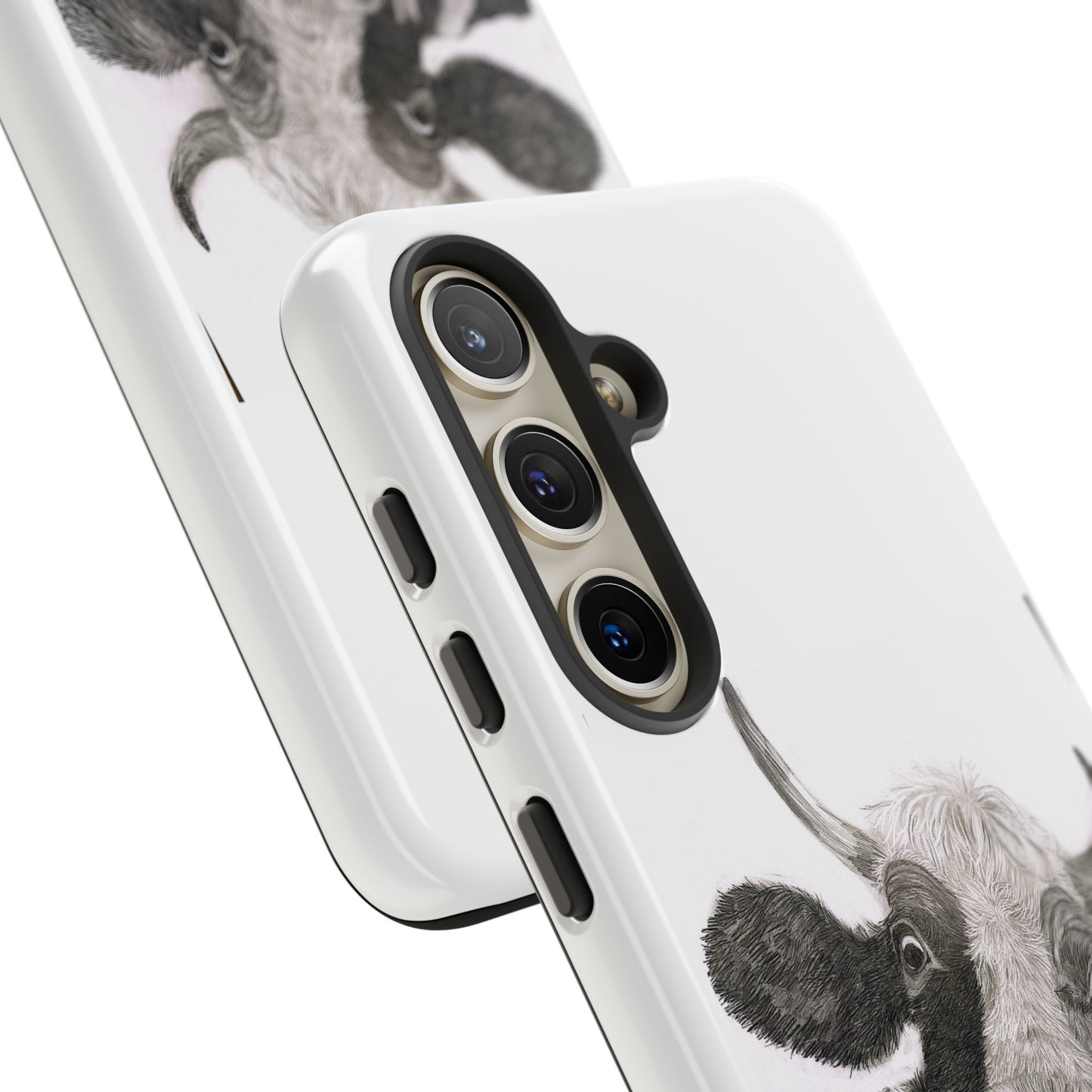 Cow Sketch Tough Phone Case — Protective iPhone Cover with Whimsical Cow Illustration