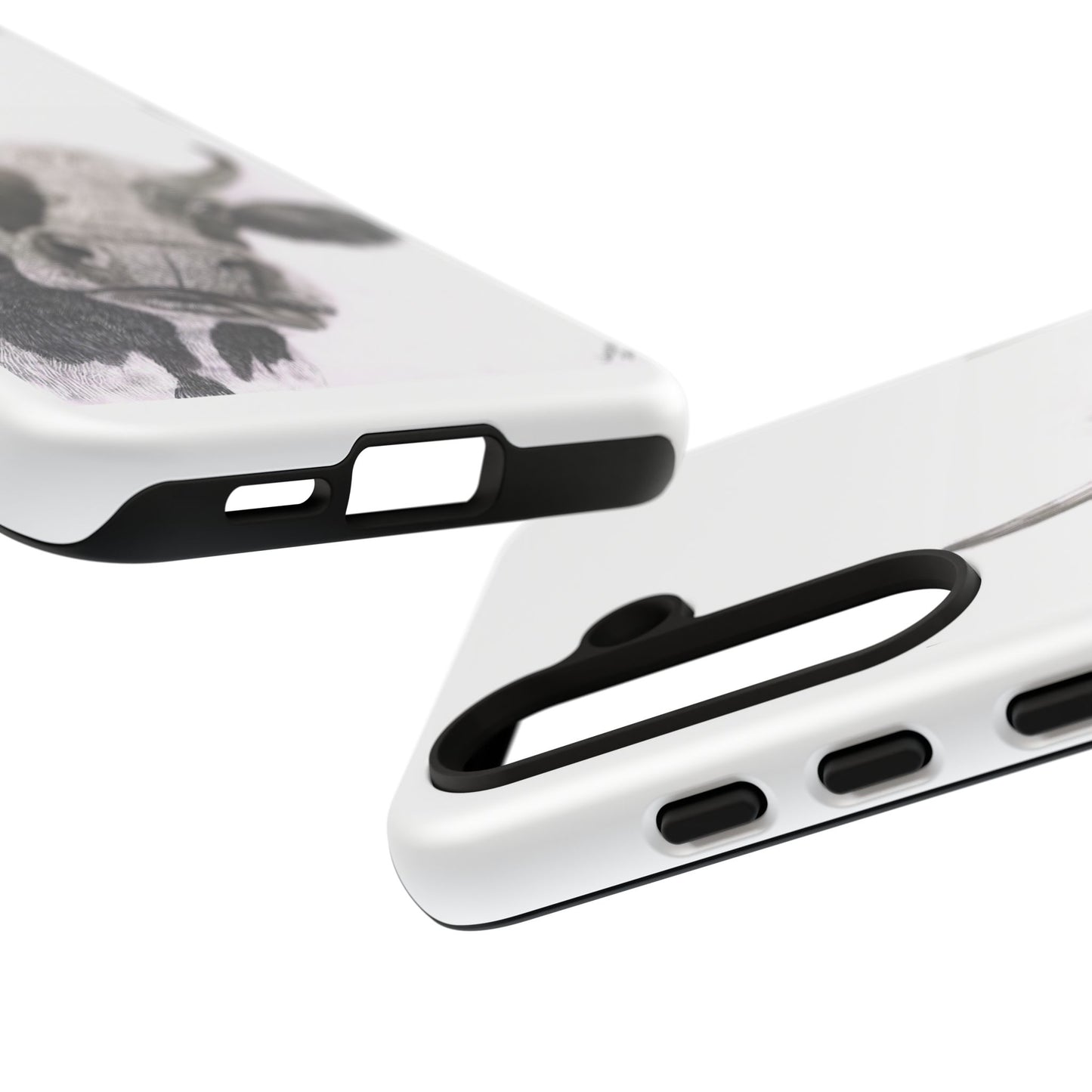 Cow Sketch Tough Phone Case — Protective iPhone Cover with Whimsical Cow Illustration