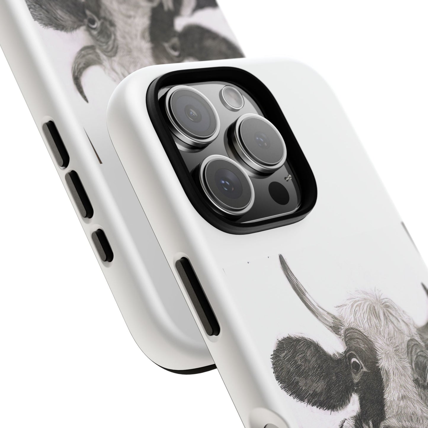 Cow Sketch Tough Phone Case — Protective iPhone Cover with Whimsical Cow Illustration