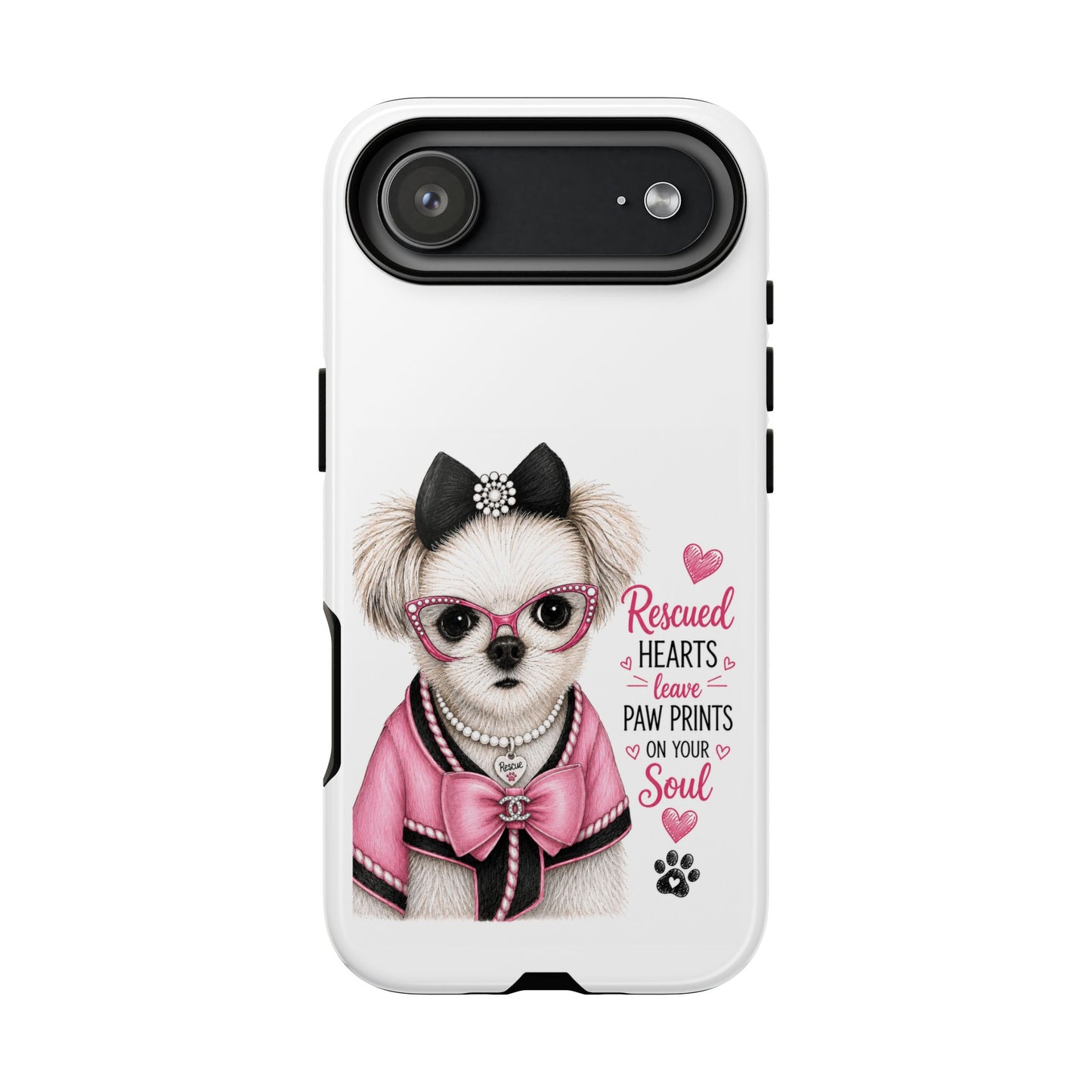 Rescued Hearts Paw Prints Phone Case