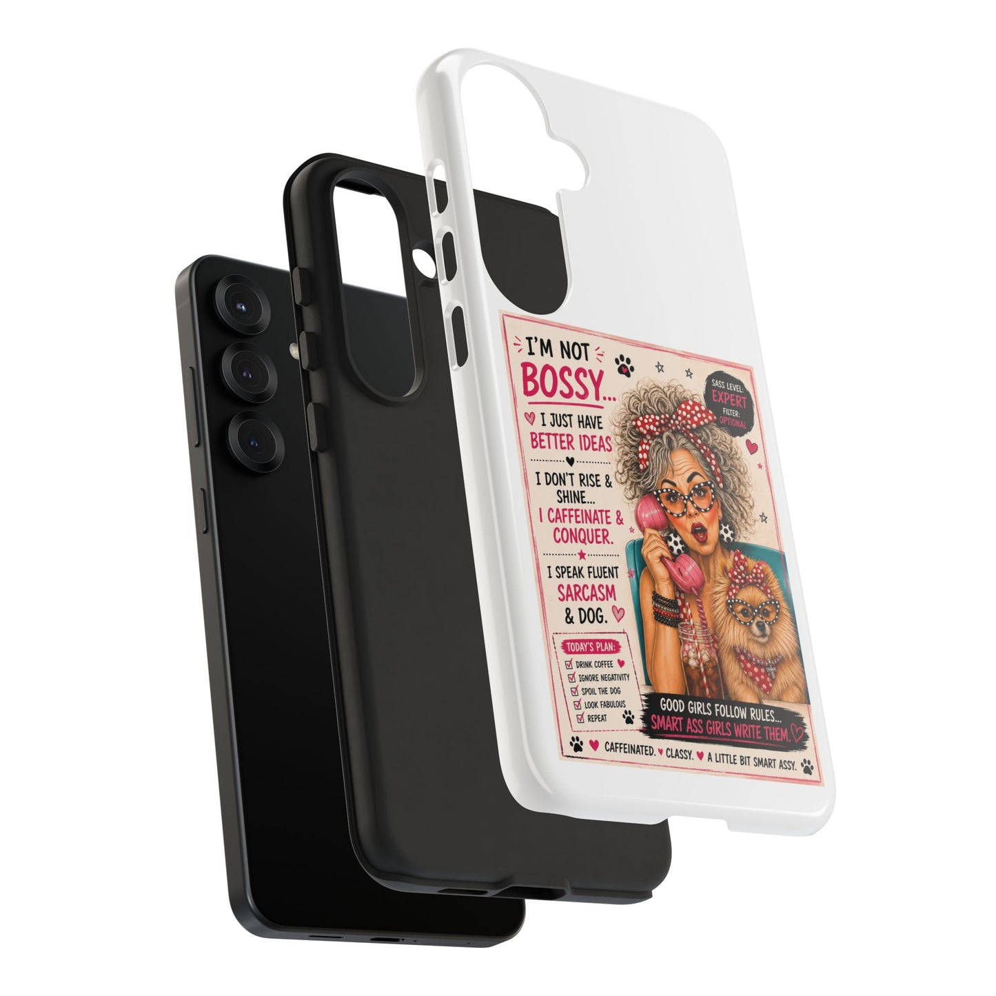 Perky Pearl and Latte Phone Case — "I'm Not Bossy" Funny Dog Lover & Sarcastic Woman Protective Tough Case