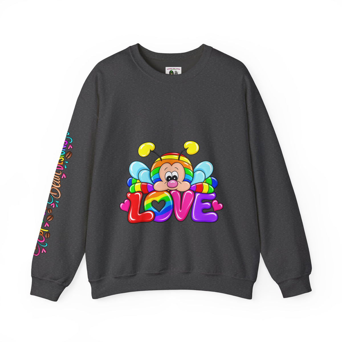 Tired Love bug  Crewneck Sweatshirt — Colorful Rainbow Cute Graphic