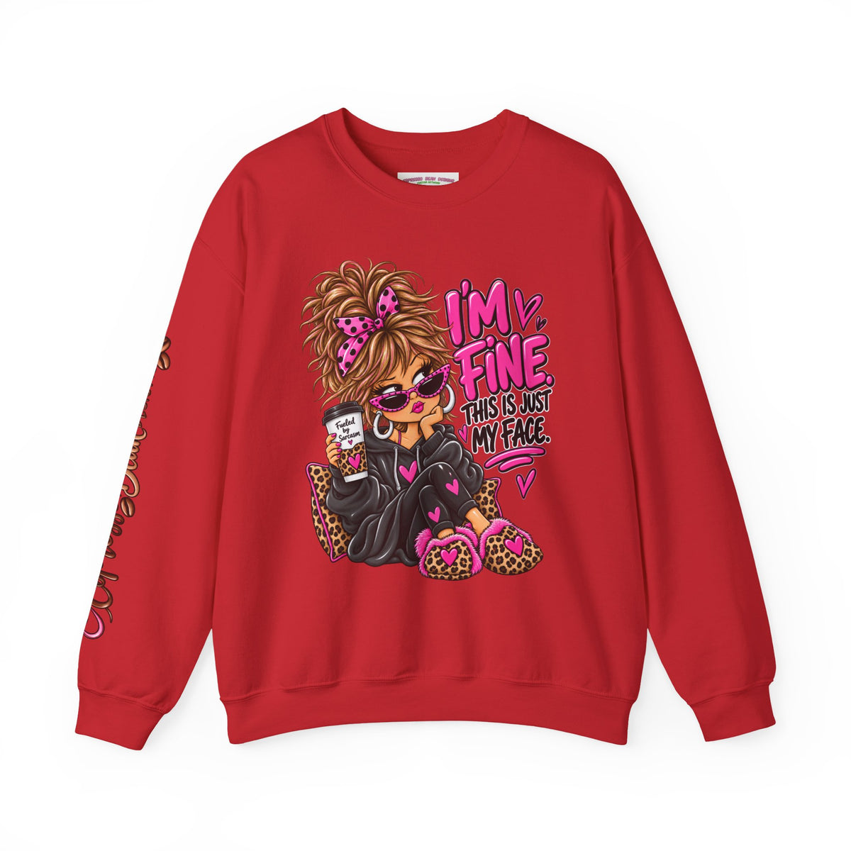I'm Fine Graphic Sweatshirt — 'This Is Just My Face' Cozy Crewneck
