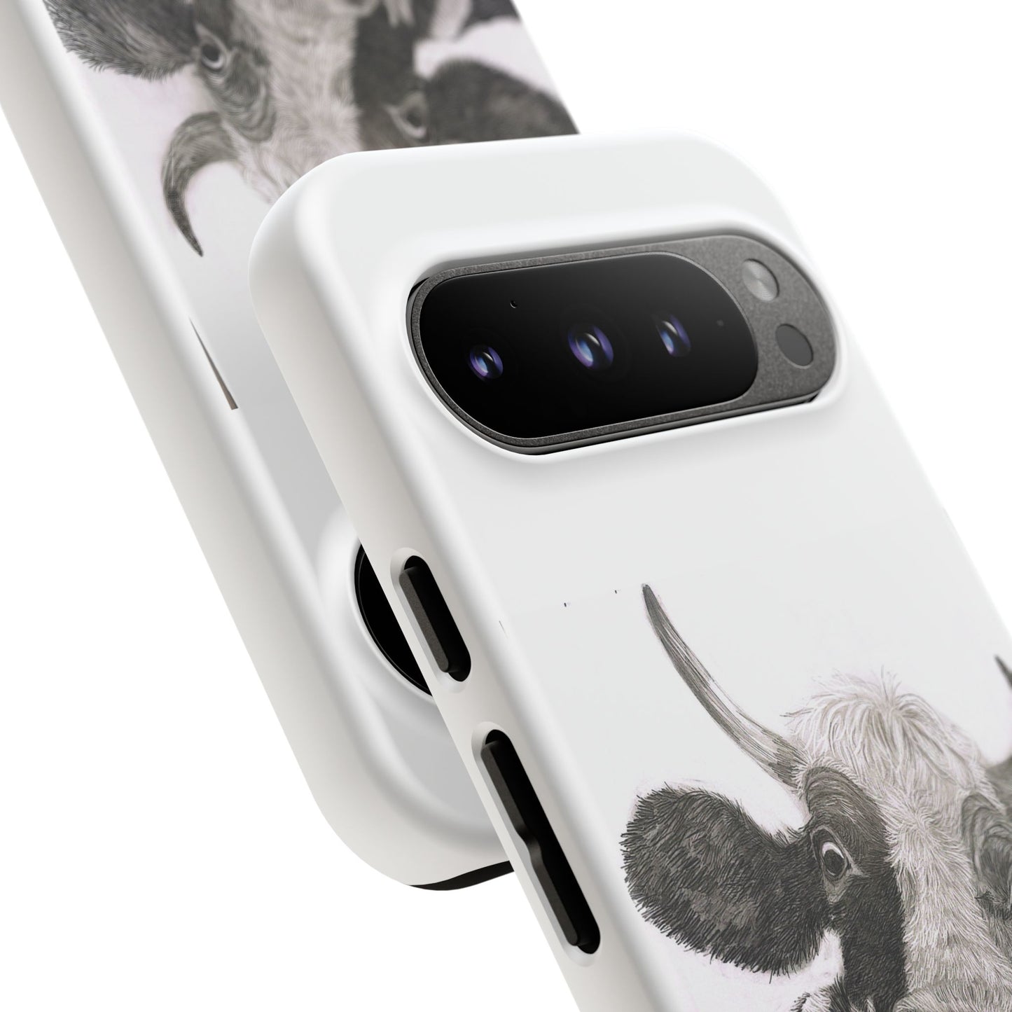 Cow Sketch Tough Phone Case — Protective iPhone Cover with Whimsical Cow Illustration