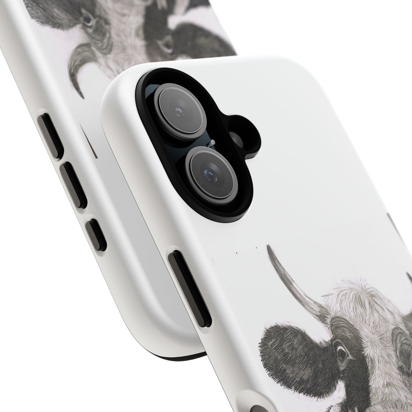 Cow Sketch Tough Phone Case — Protective iPhone Cover with Whimsical Cow Illustration