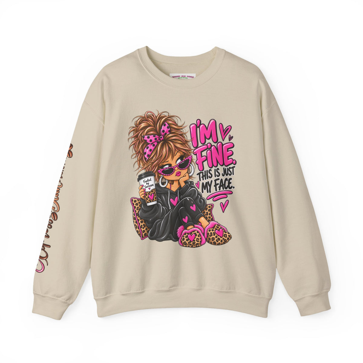 I'm Fine Graphic Sweatshirt — 'This Is Just My Face' Cozy Crewneck