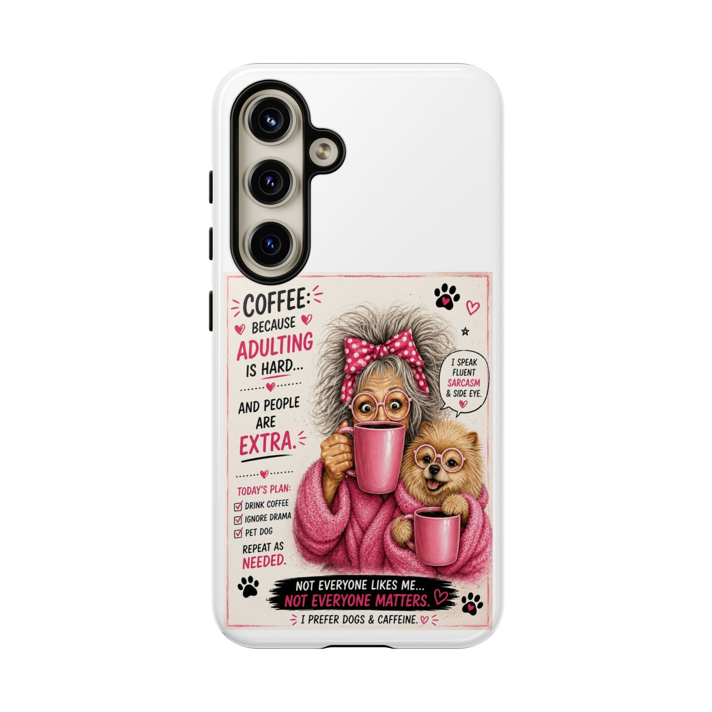 Perky Pearl and LattePhone Case — Funny "Adulting Is Hard" Cozy Design