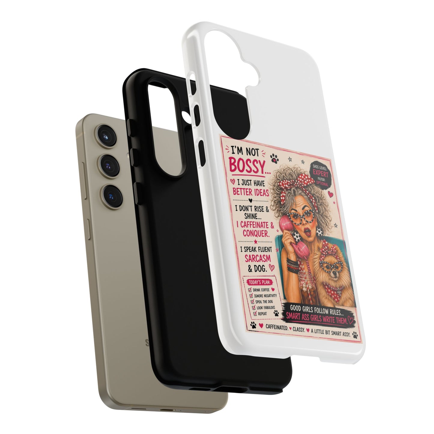 Perky Pearl and Latte Phone Case — "I'm Not Bossy" Funny Dog Lover & Sarcastic Woman Protective Tough Case