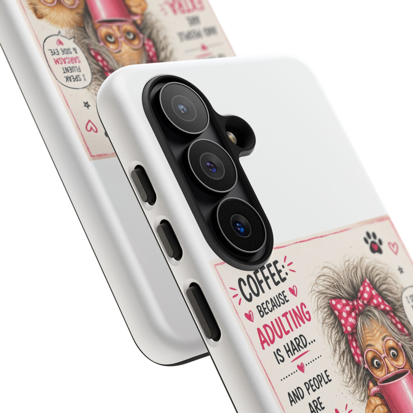 Perky Pearl and LattePhone Case — Funny "Adulting Is Hard" Cozy Design