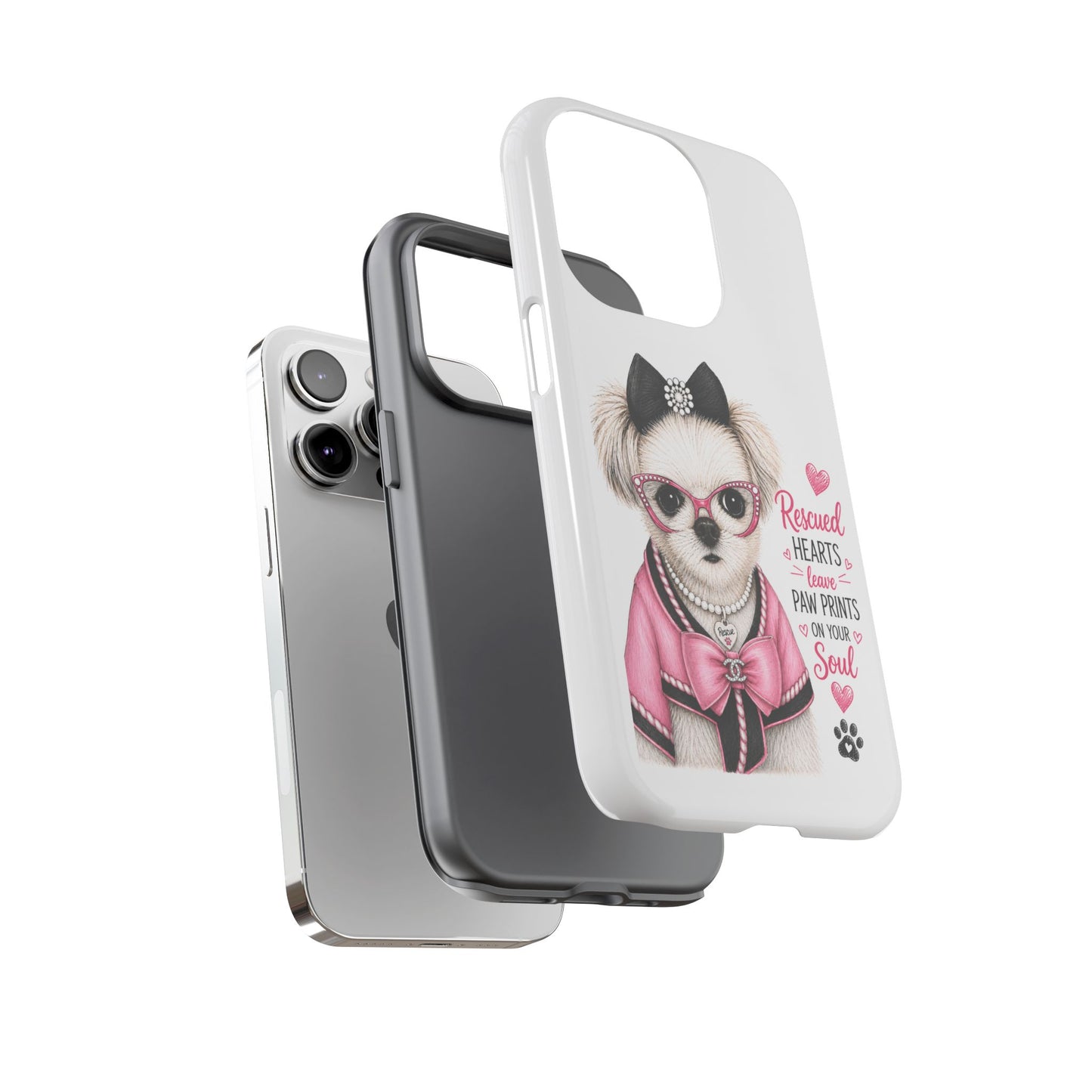 Rescued Hearts Paw Prints Phone Case
