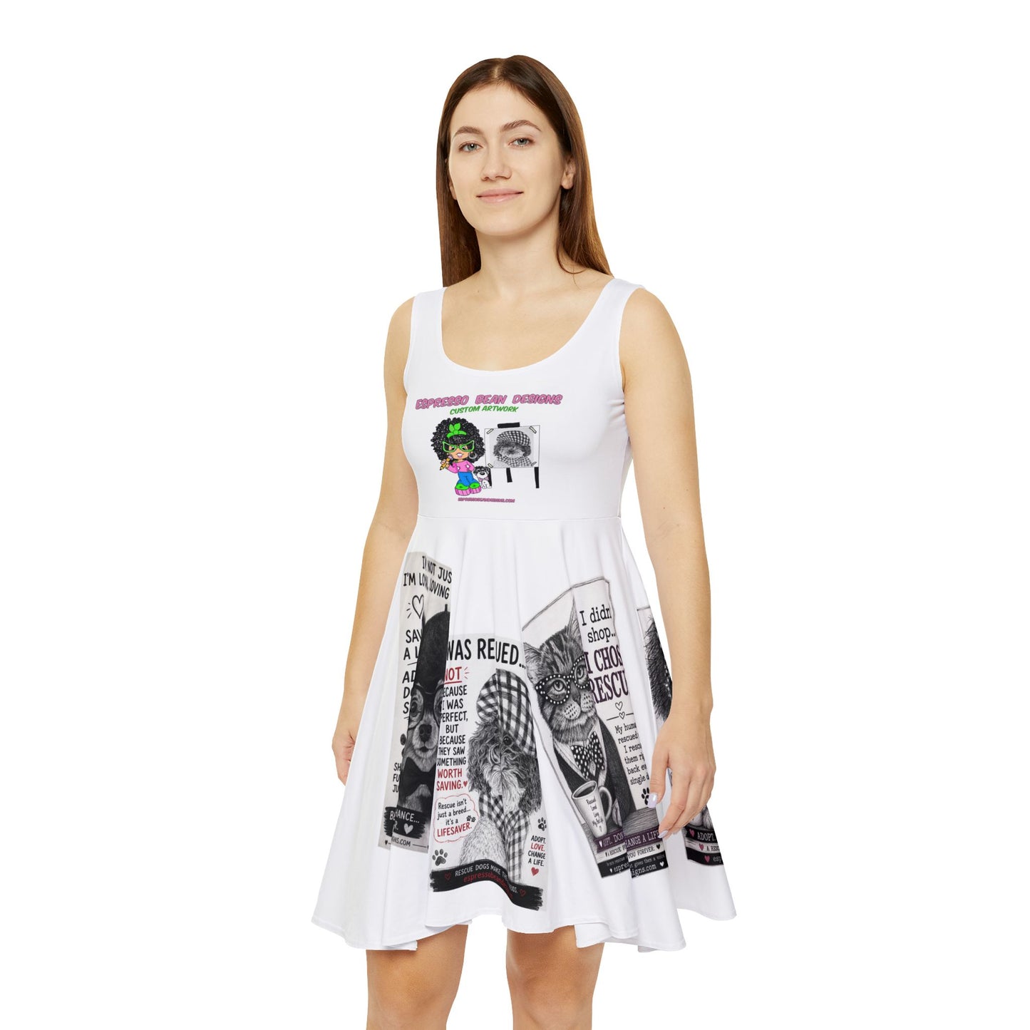 Skater Dress — Retro Afro Girl Graphic with 'Do New Things' Slogan