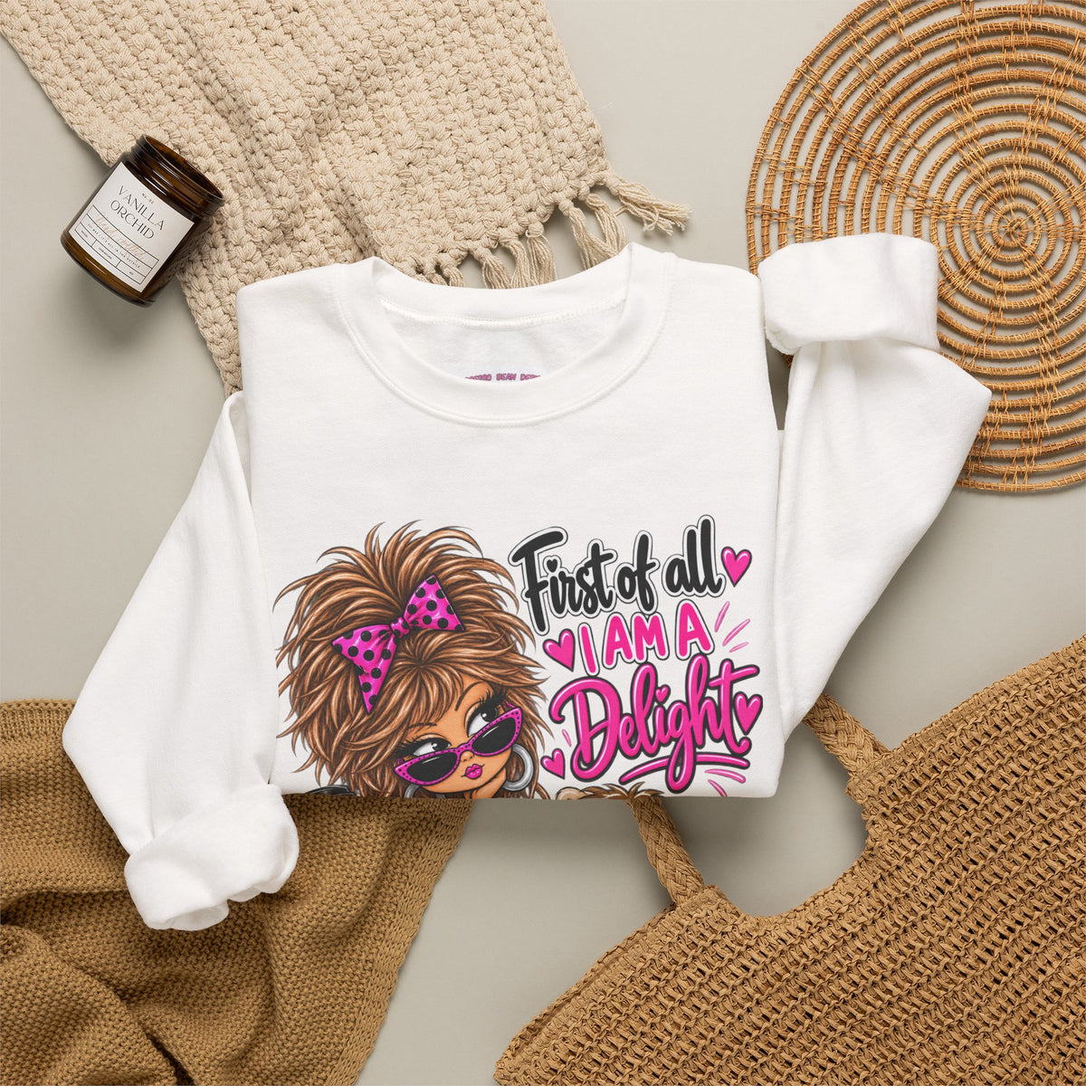 First of all I’m a delight Unisex Heavy Blend™ Crewneck Sweatshirt