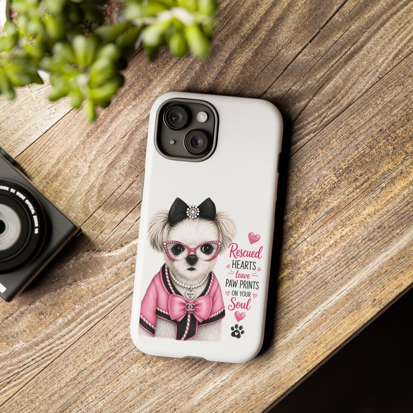 Rescued Hearts Paw Prints Phone Case