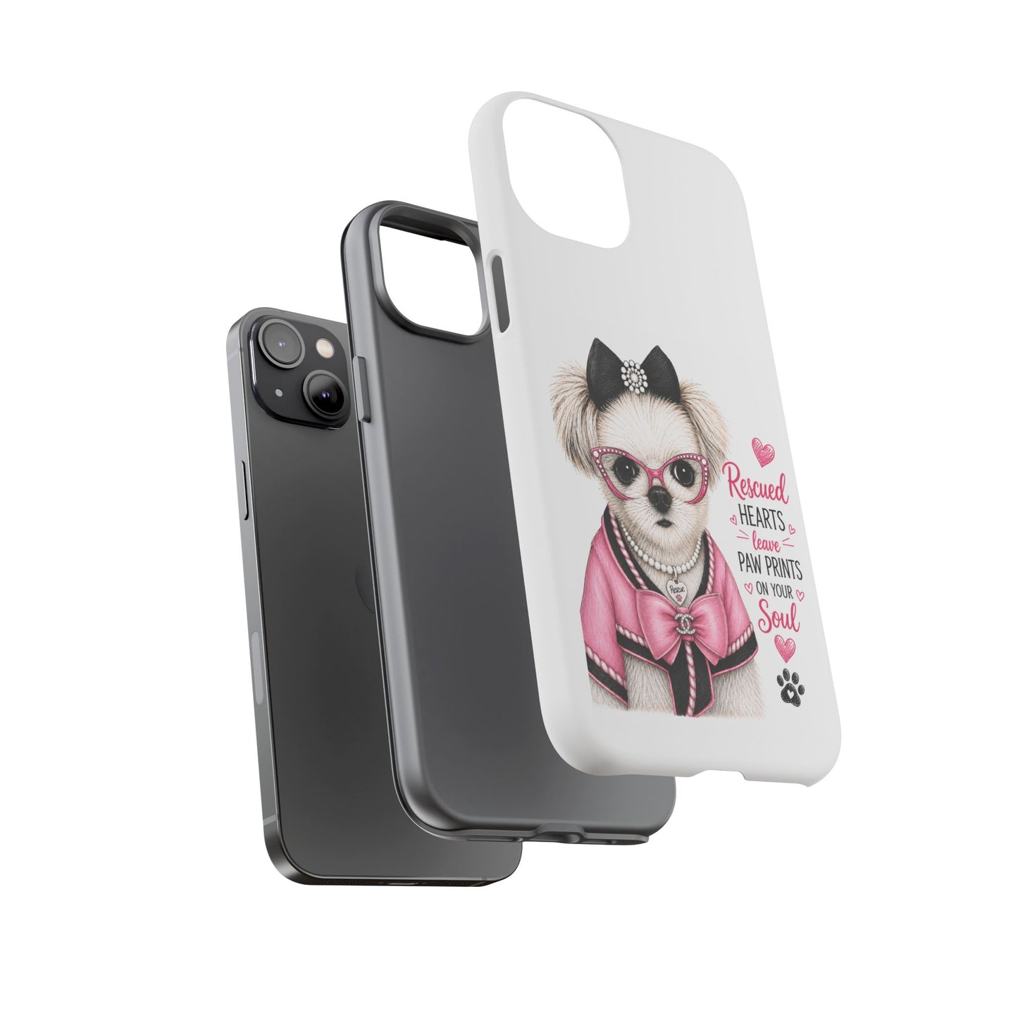 Rescued Hearts Paw Prints Phone Case