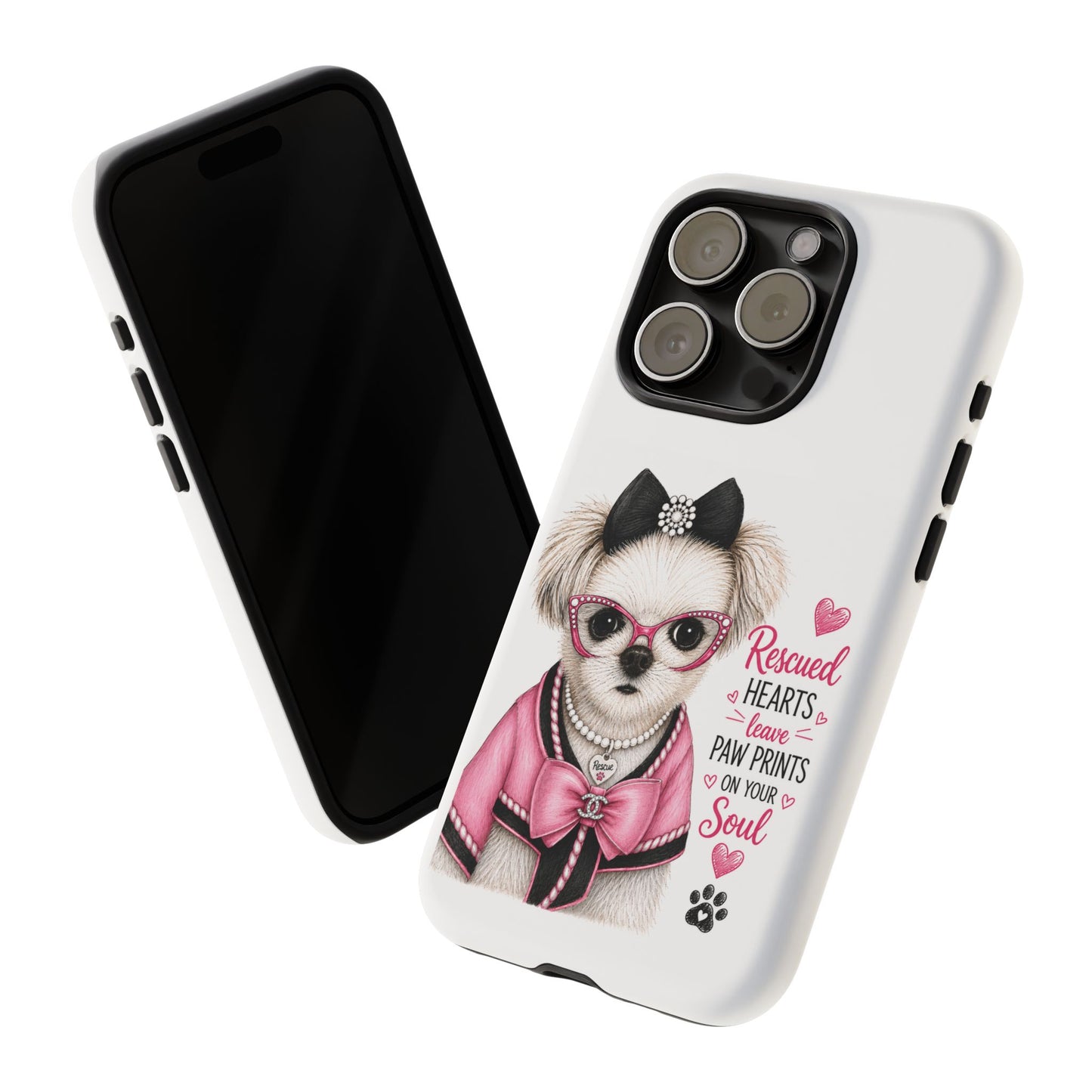 Rescued Hearts Paw Prints Phone Case