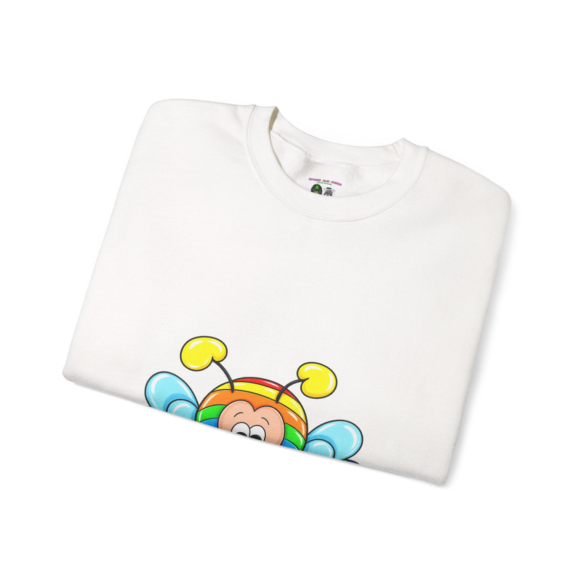 Tired Love bug  Crewneck Sweatshirt — Colorful Rainbow Cute Graphic