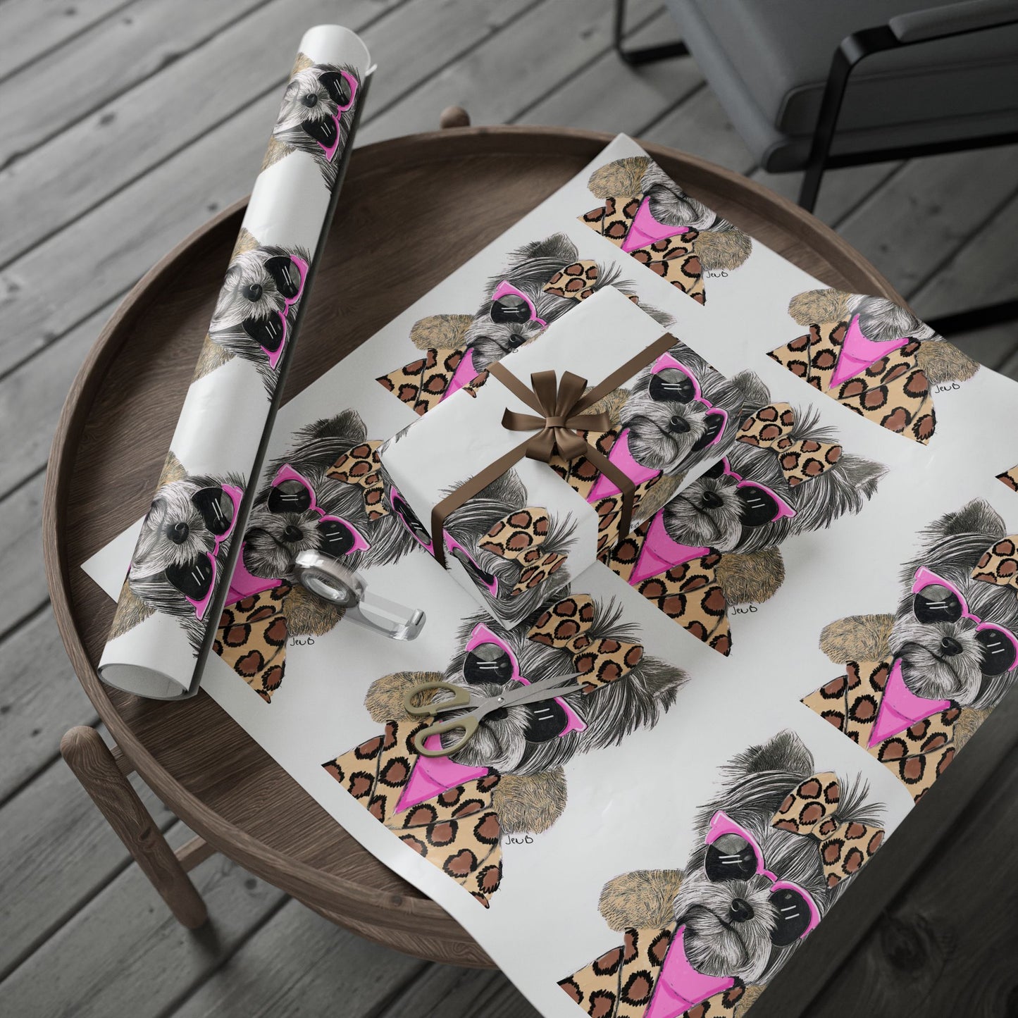 Cute Pink Yorkie Gift Wrap for Animal Lovers