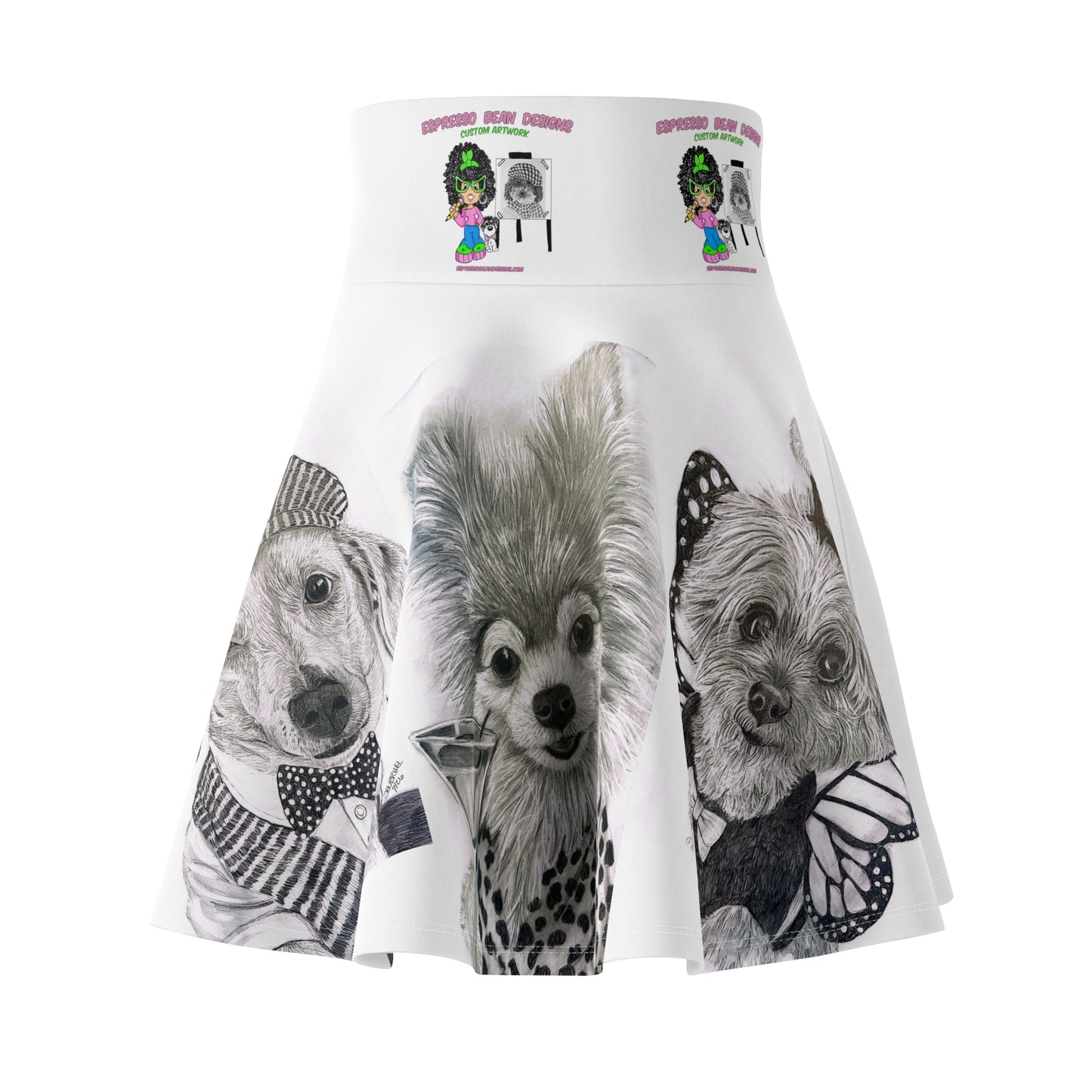 Dog Portrait Skater Skirt — Cute Custom Canine Art Print