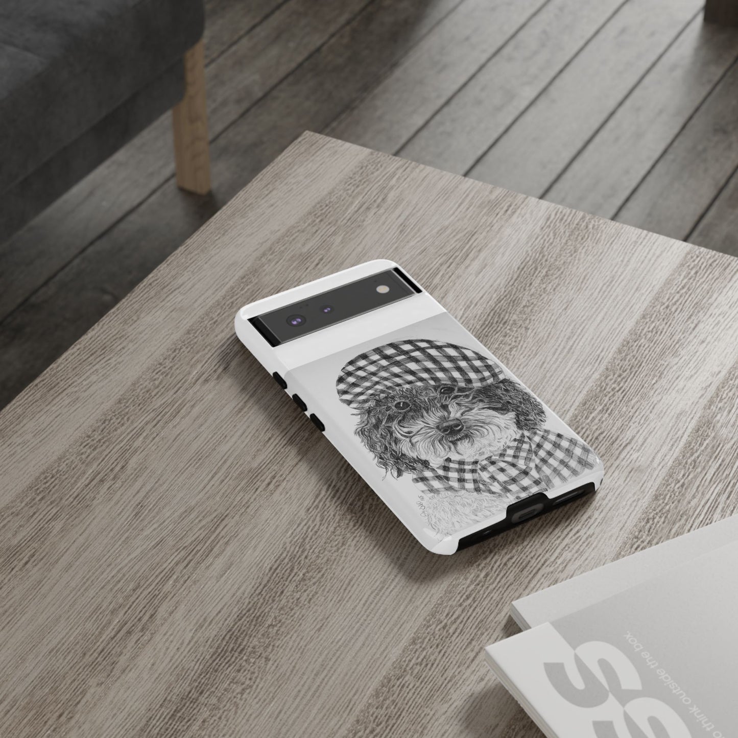Cute Dog Phone Case — Flannel Elmer  in Plaid Hat