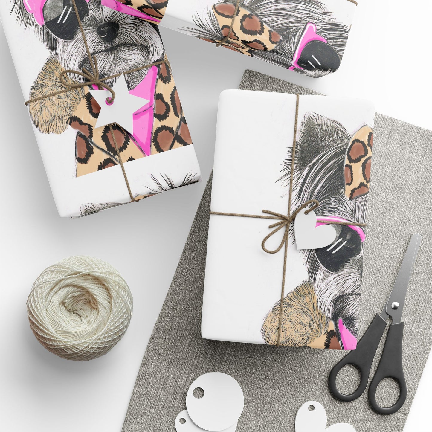 Cute Pink Yorkie Gift Wrap for Animal Lovers