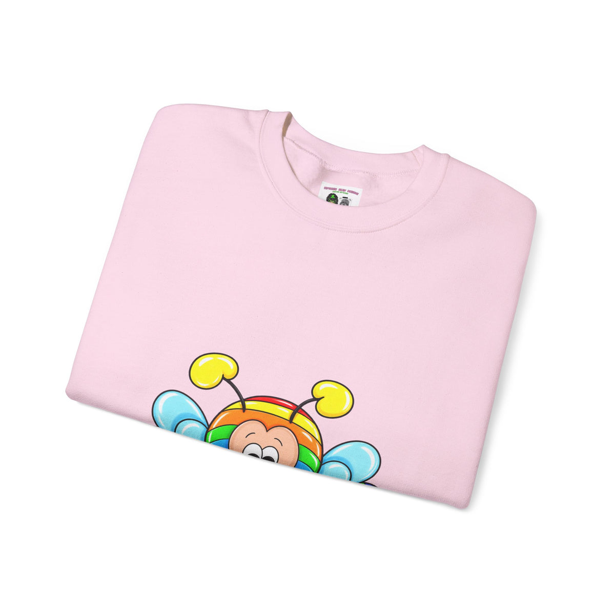Tired Love bug  Crewneck Sweatshirt — Colorful Rainbow Cute Graphic