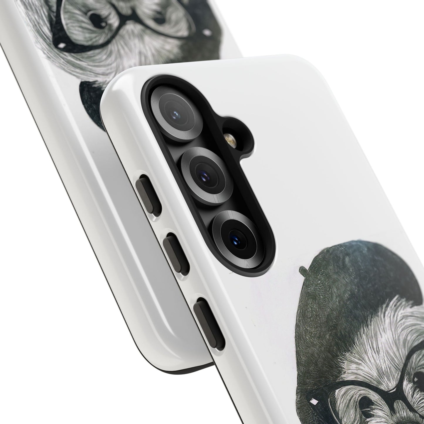 Dog Portrait Phone Case — Dexter with Beret, Glasses & Bow Tie