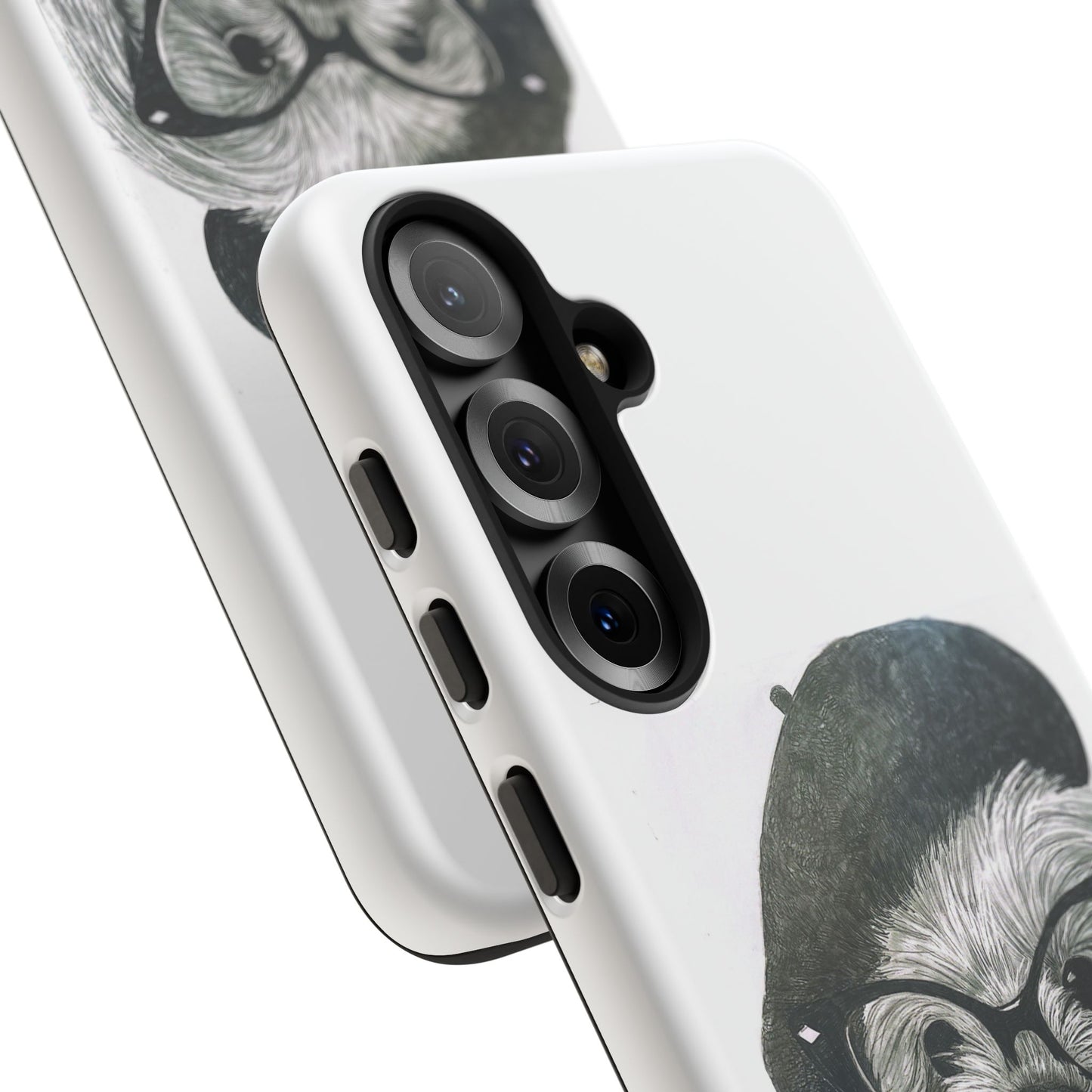 Dog Portrait Phone Case — Dexter with Beret, Glasses & Bow Tie