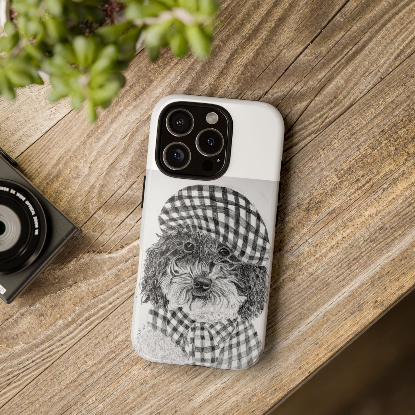 Cute Dog Phone Case — Flannel Elmer  in Plaid Hat