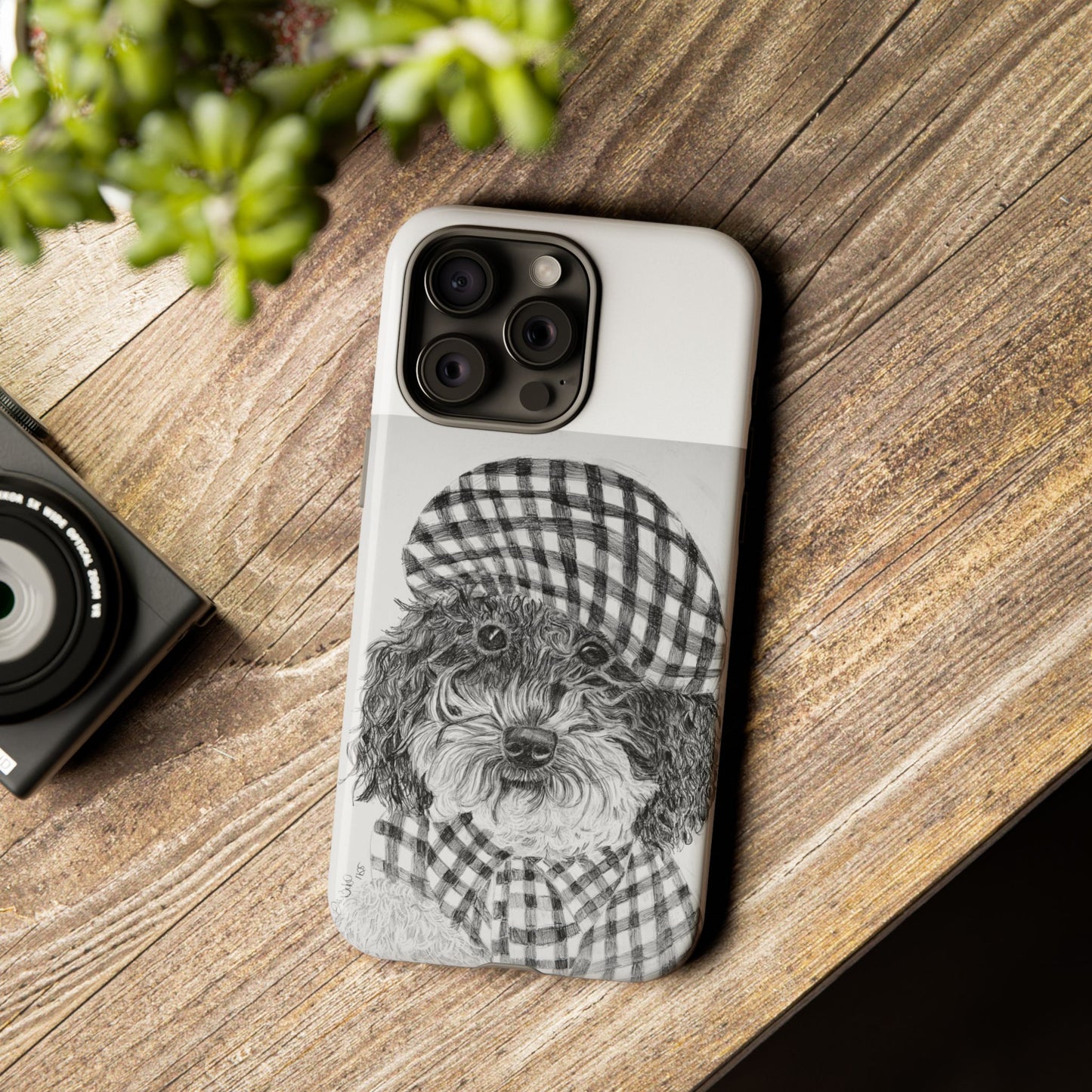 Cute Dog Phone Case — Flannel Elmer  in Plaid Hat